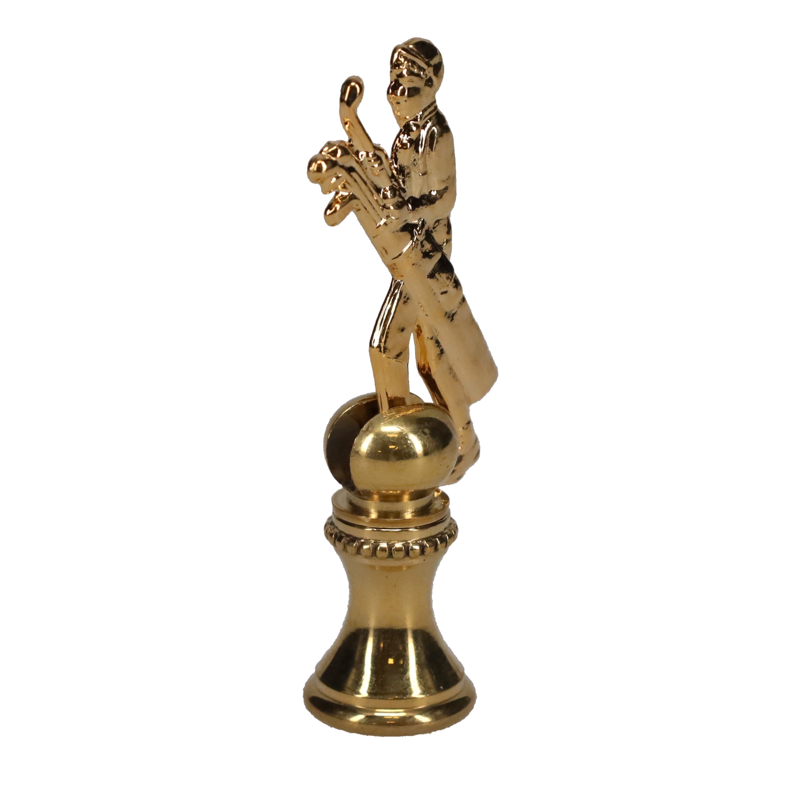 2-1/2" Tall Brass Finial, Golfer with Golf Bag, 1/4-27F Tap (15177)