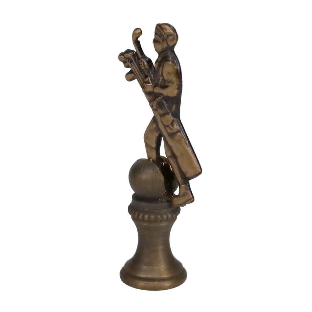 2-1/2" Tall Brass Finial, Golfer with Golf Bag, Bronze Finish, 1/4-27F Tap (15177BR)