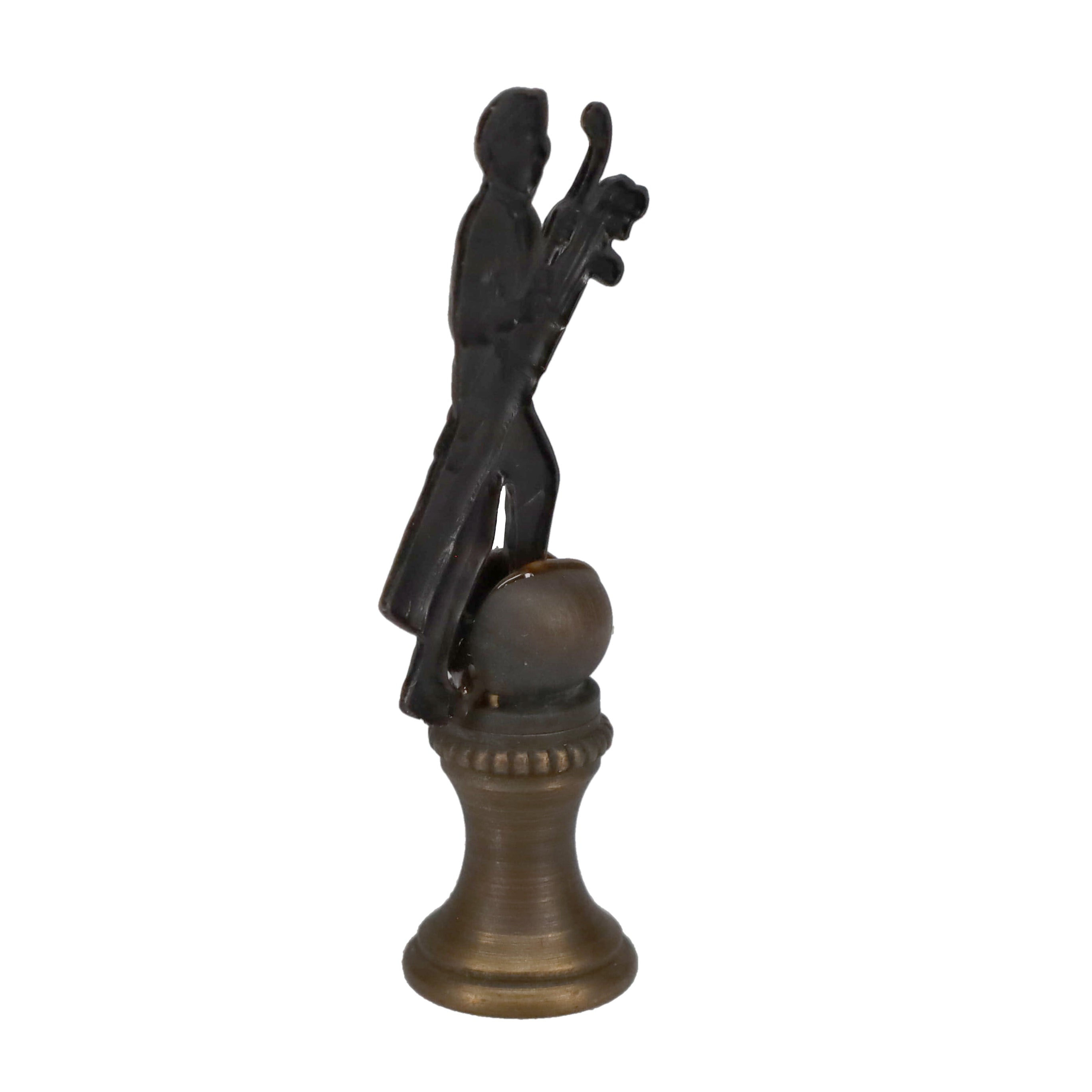 2-1/2" Tall Brass Finial, Golfer with Golf Bag, Bronze Finish, 1/4-27F Tap (15177BR)