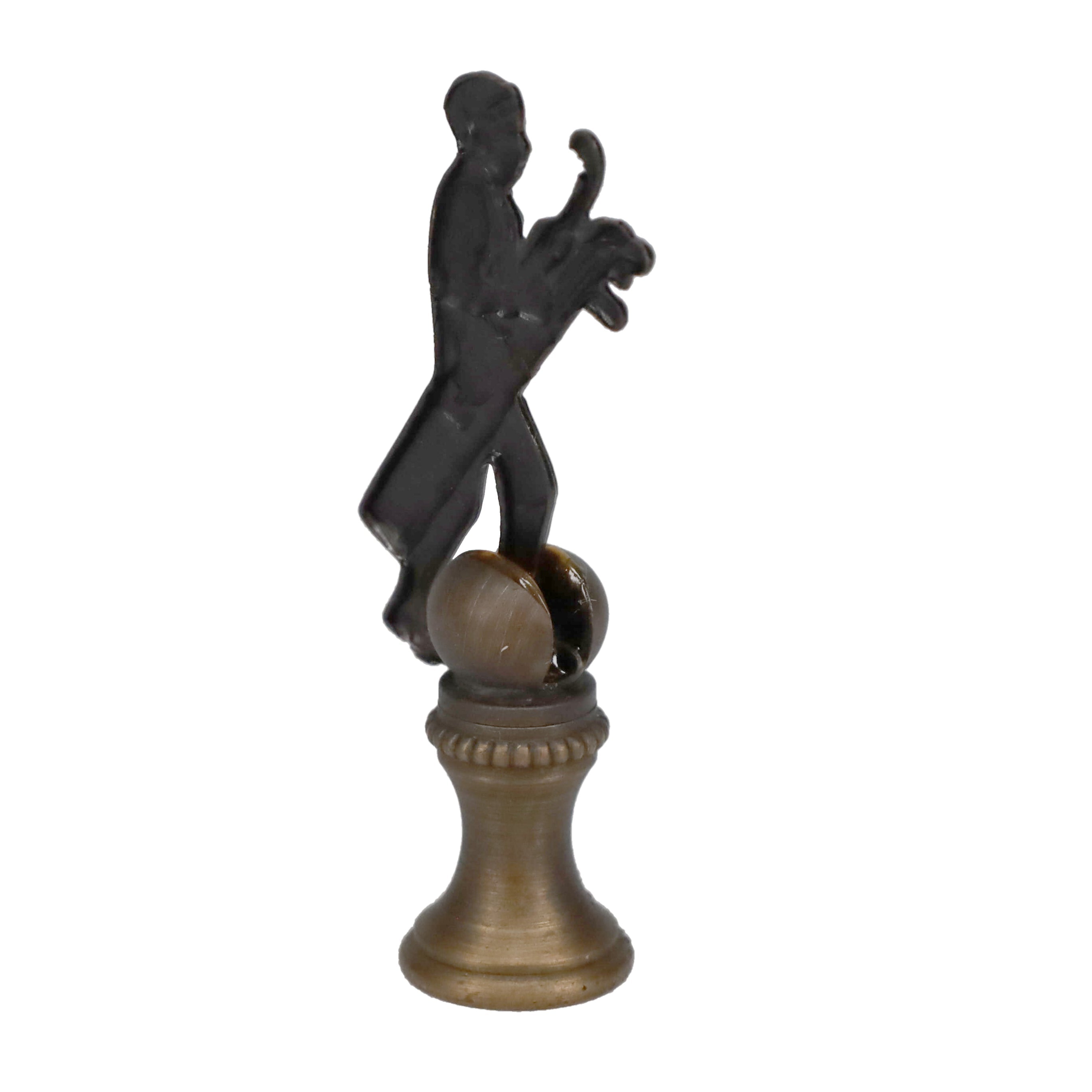 2-1/2" Tall Brass Finial, Golfer with Golf Bag, Bronze Finish, 1/4-27F Tap (15177BR)