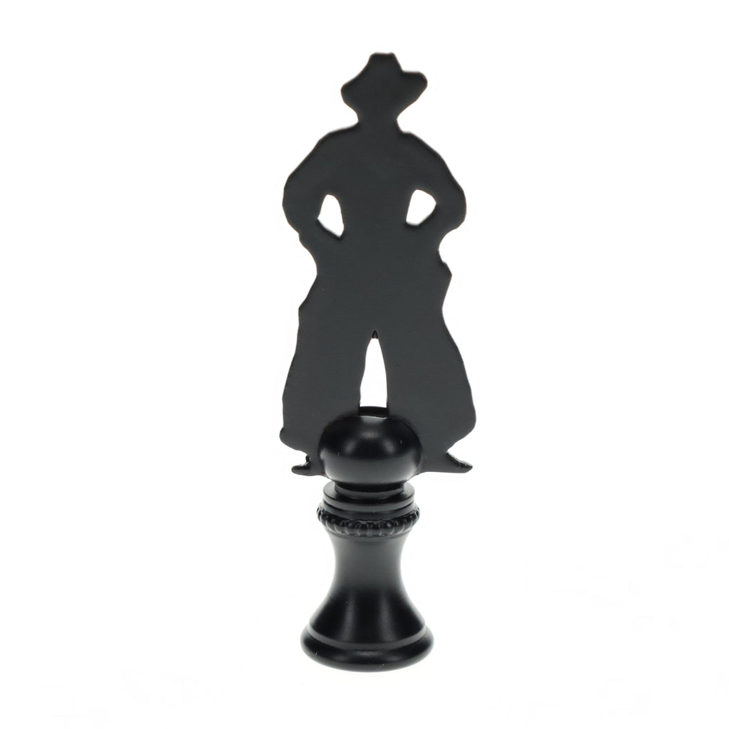 2-3/4" Tall Brass Finial, Cowboy Silhouette, 1/4-27F Tap (15178)