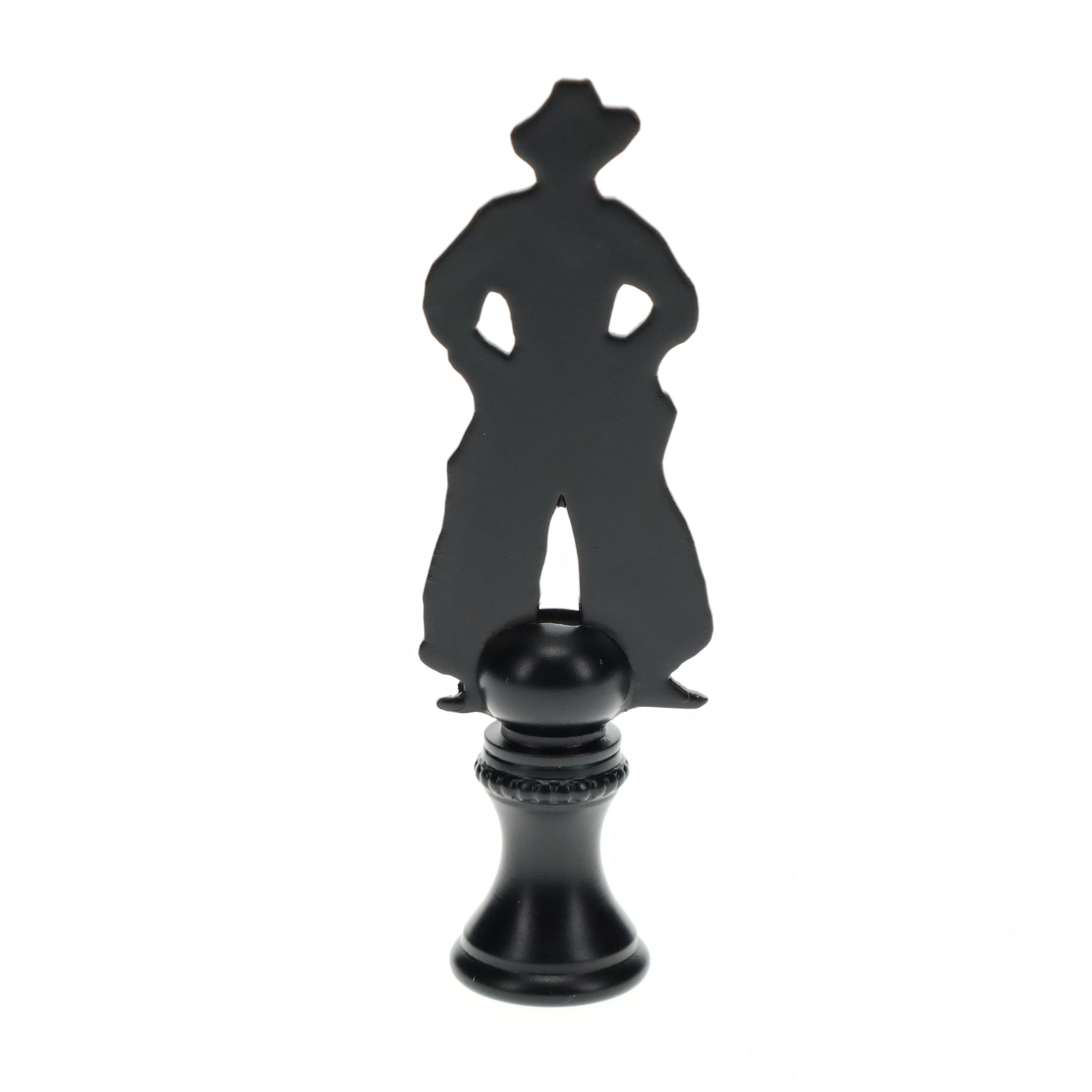 2-3/4" Tall Brass Finial, Cowboy Silhouette, 1/4-27F Tap (15178)