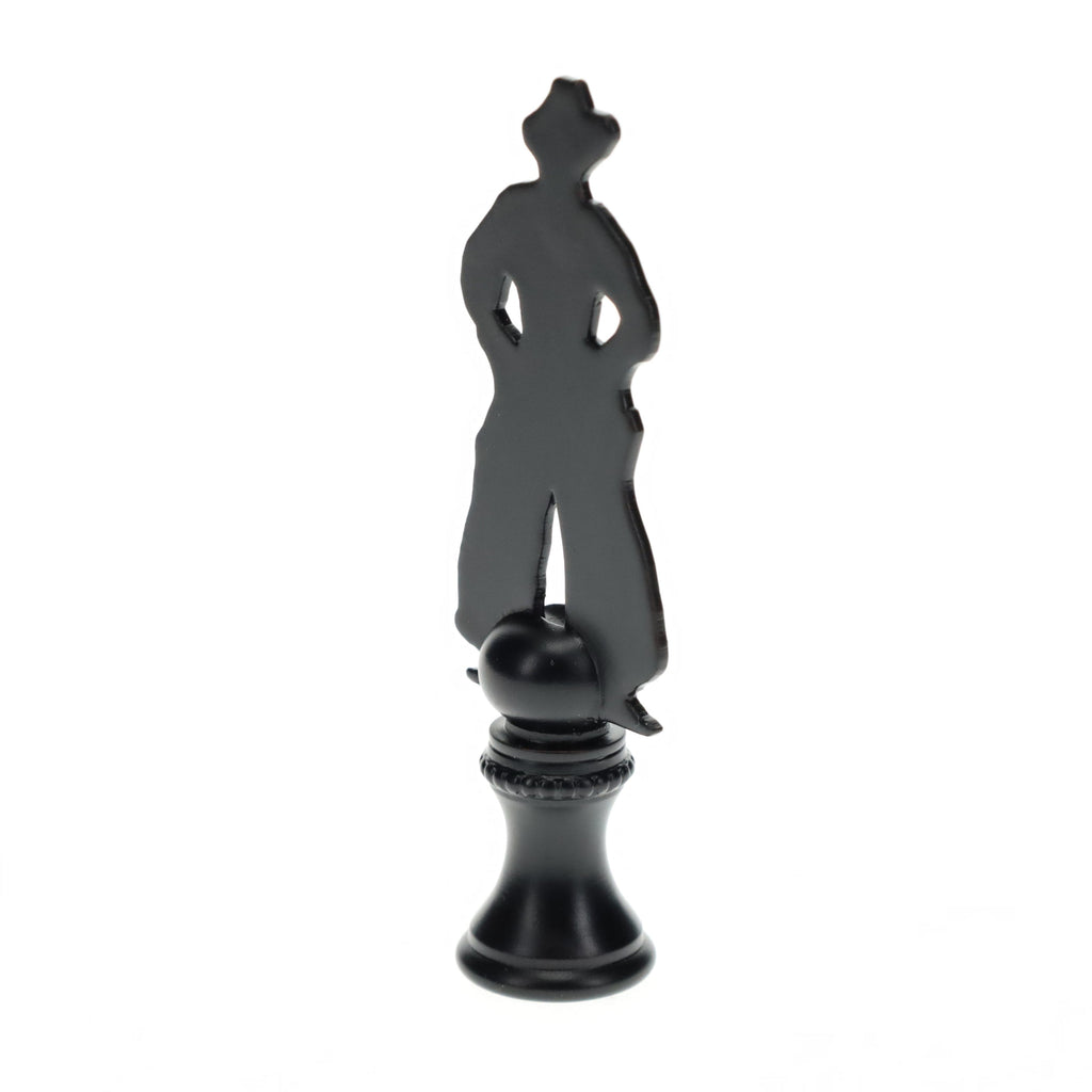 2-3/4" Tall Brass Finial, Cowboy Silhouette, 1/4-27F Tap (15178)
