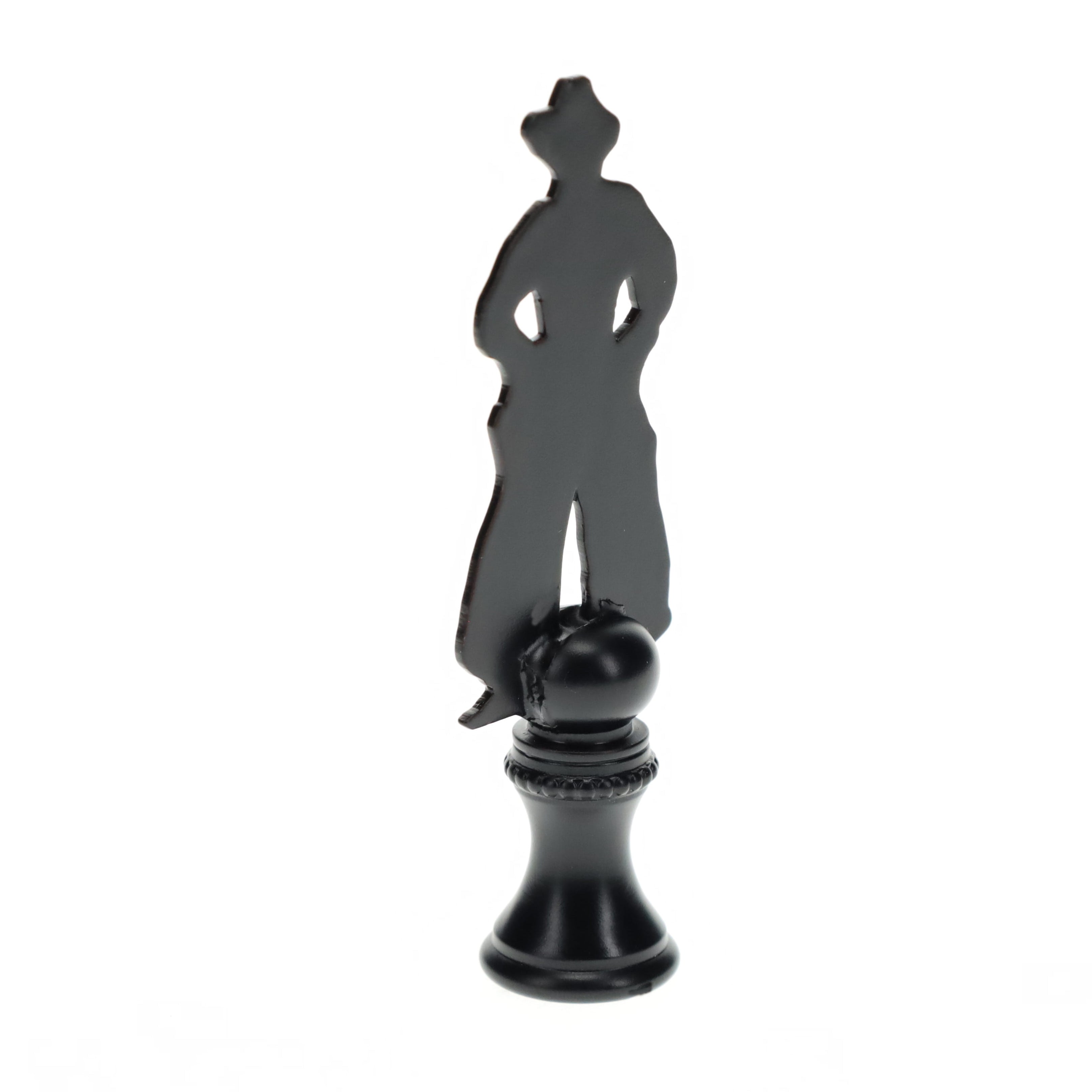 2-3/4" Tall Brass Finial, Cowboy Silhouette, 1/4-27F Tap (15178)