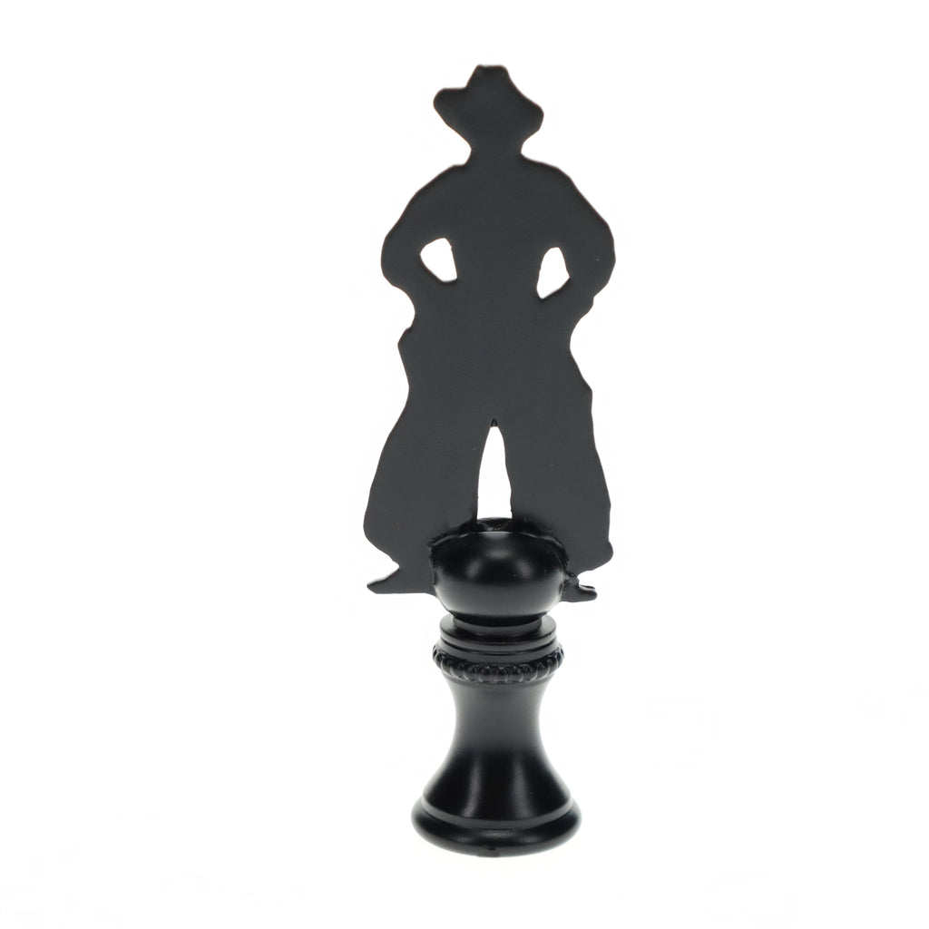 2-3/4" Tall Brass Finial, Cowboy Silhouette, 1/4-27F Tap (15178)