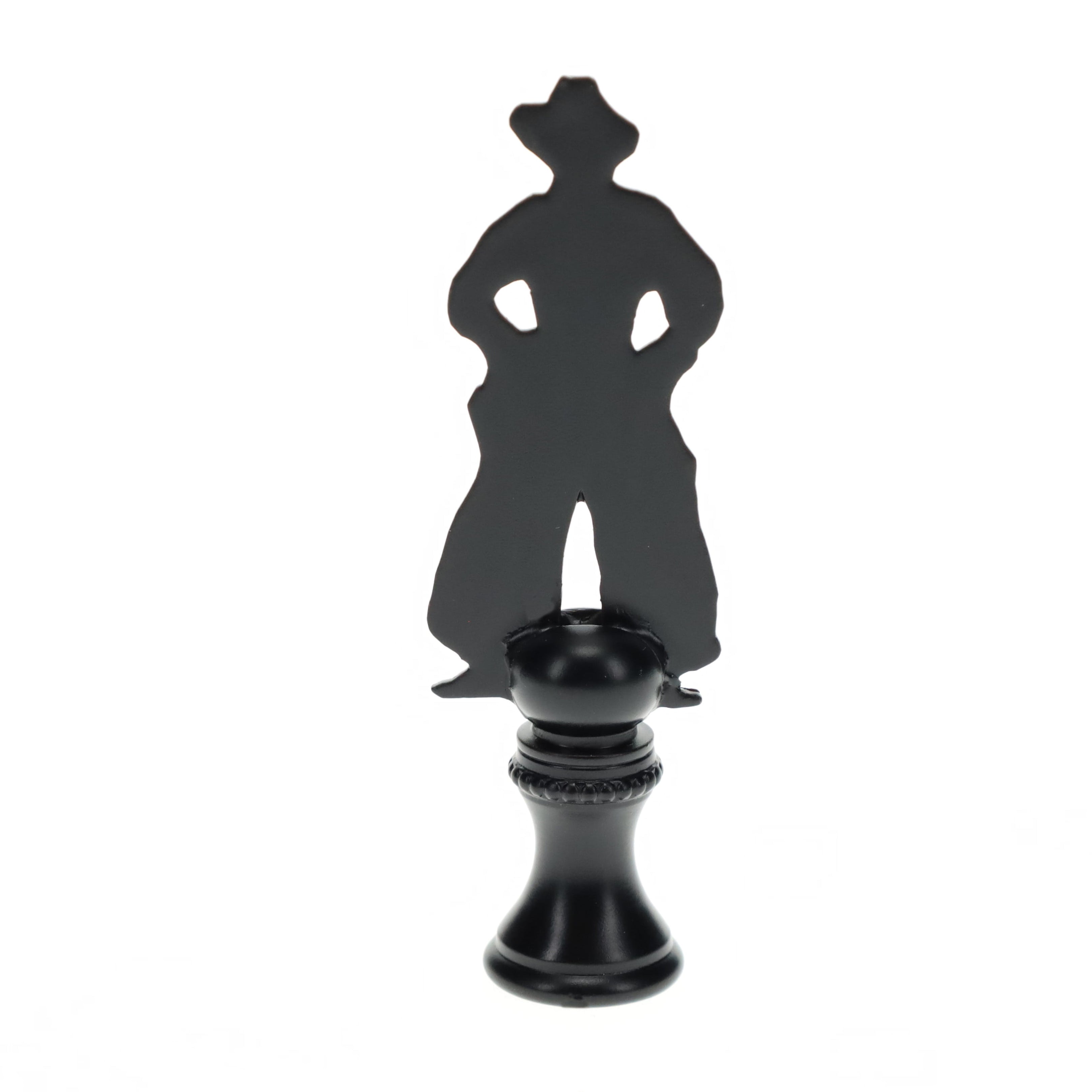 2-3/4" Tall Brass Finial, Cowboy Silhouette, 1/4-27F Tap (15178)