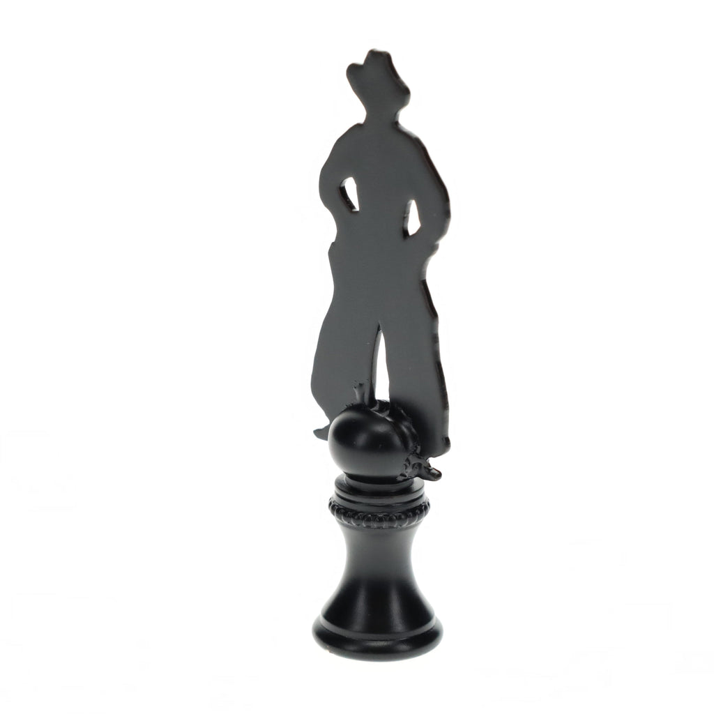 2-3/4" Tall Brass Finial, Cowboy Silhouette, 1/4-27F Tap (15178)