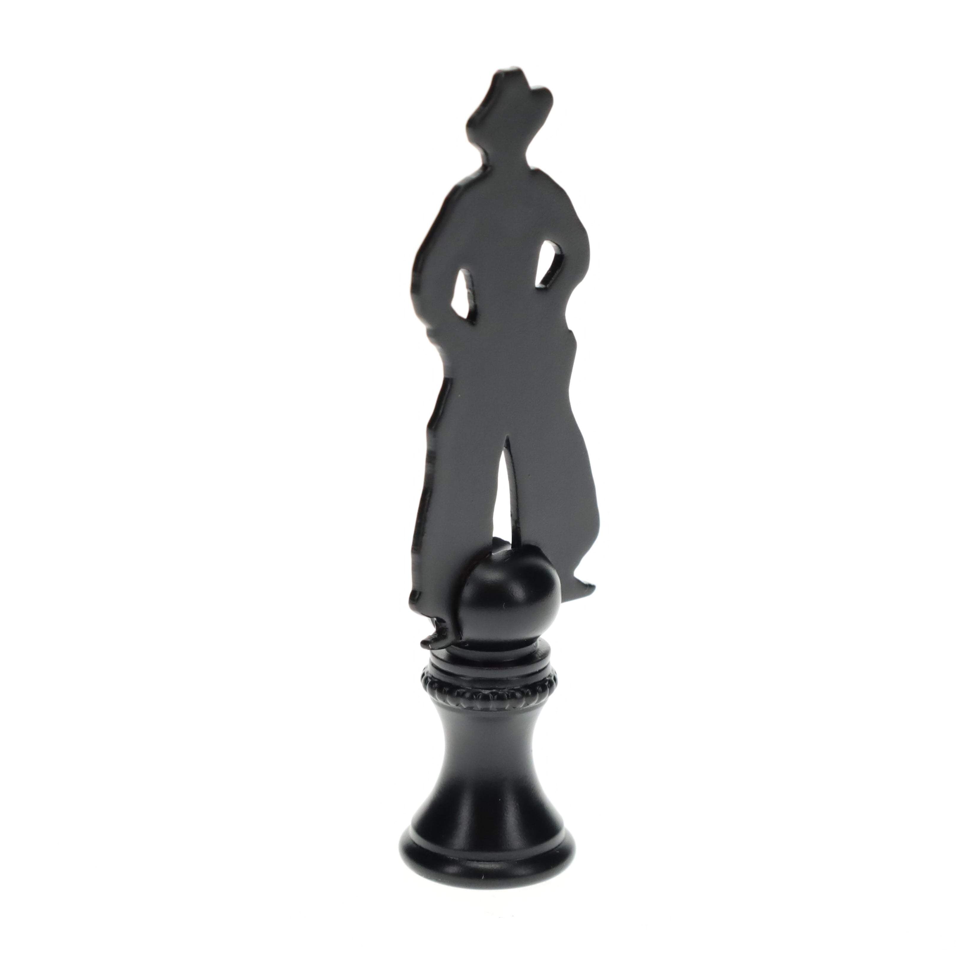 2-3/4" Tall Brass Finial, Cowboy Silhouette, 1/4-27F Tap (15178)