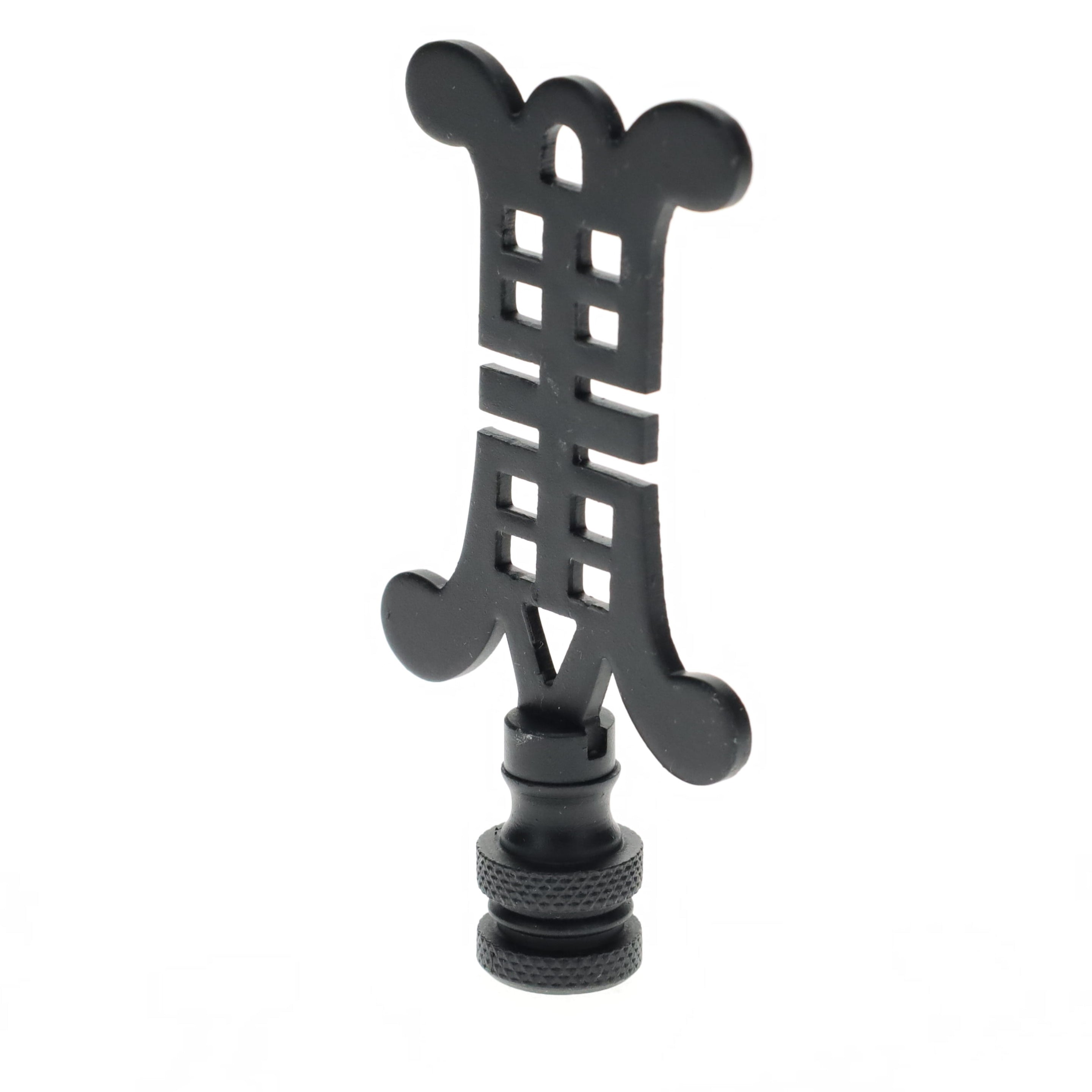 3-1/8" Tall Brass Finial, Chinese Symbol, Black, 1/4-27F Tap (15179BK)