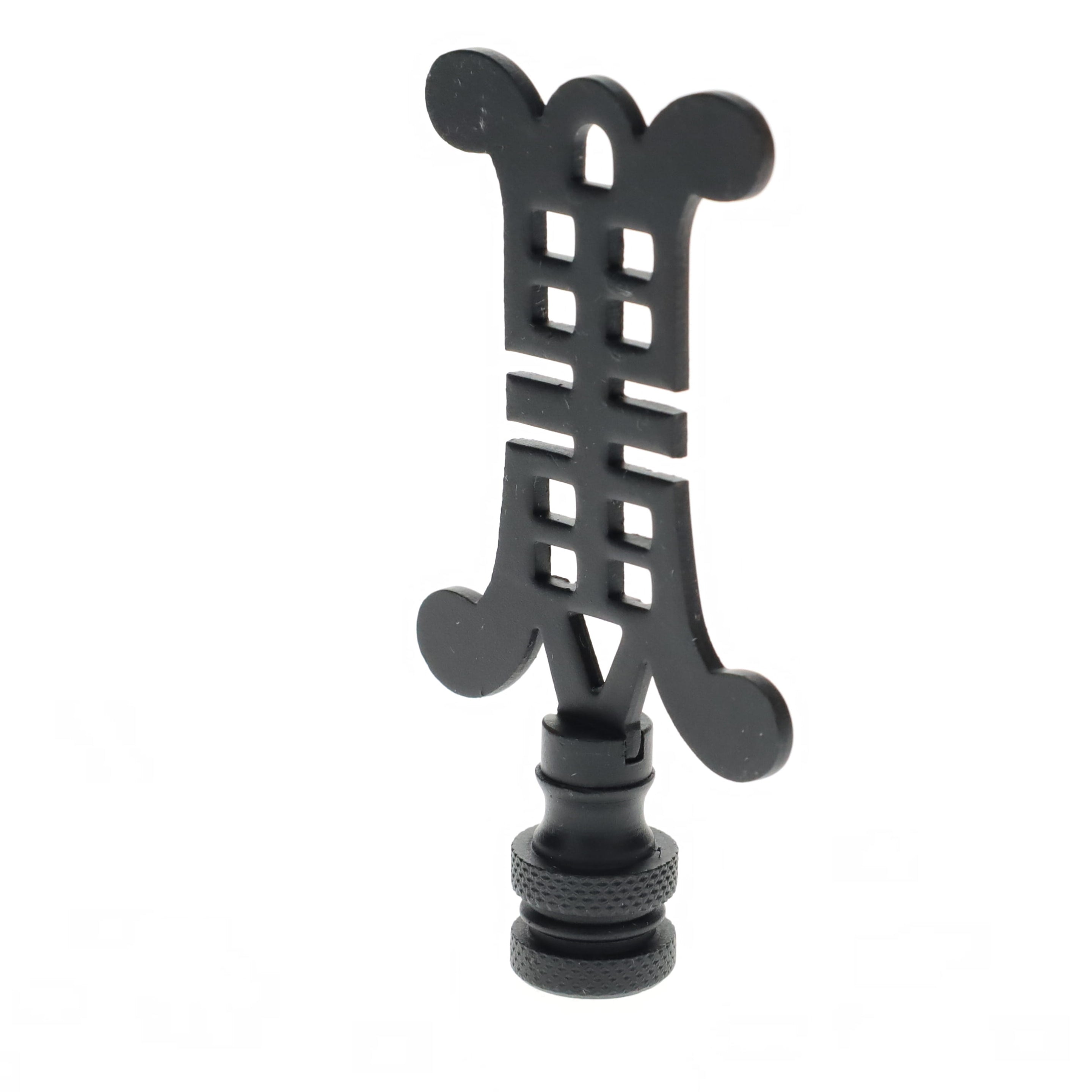 3-1/8" Tall Brass Finial, Chinese Symbol, Black, 1/4-27F Tap (15179BK)