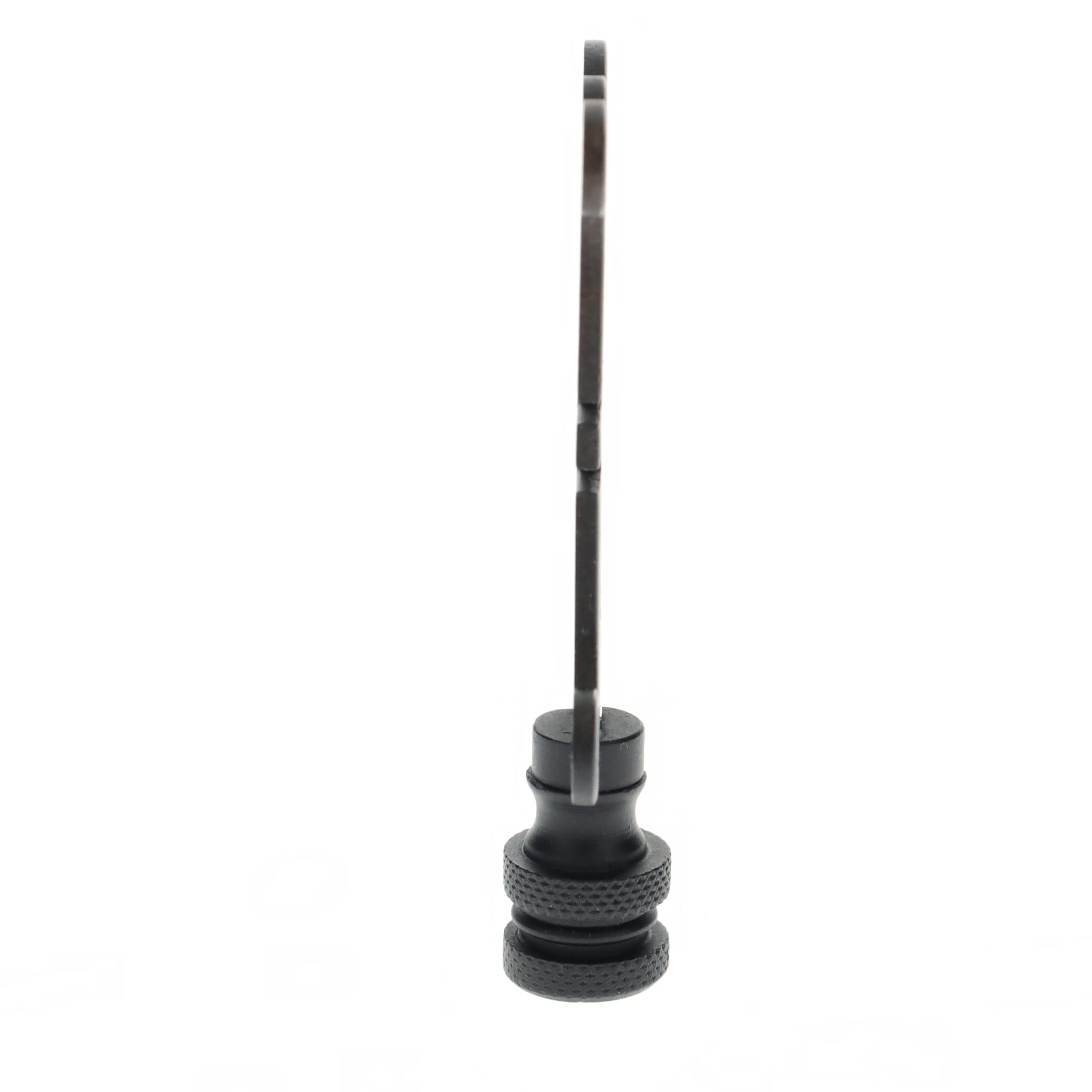 3-1/8" Tall Brass Finial, Chinese Symbol, Black, 1/4-27F Tap (15179BK)