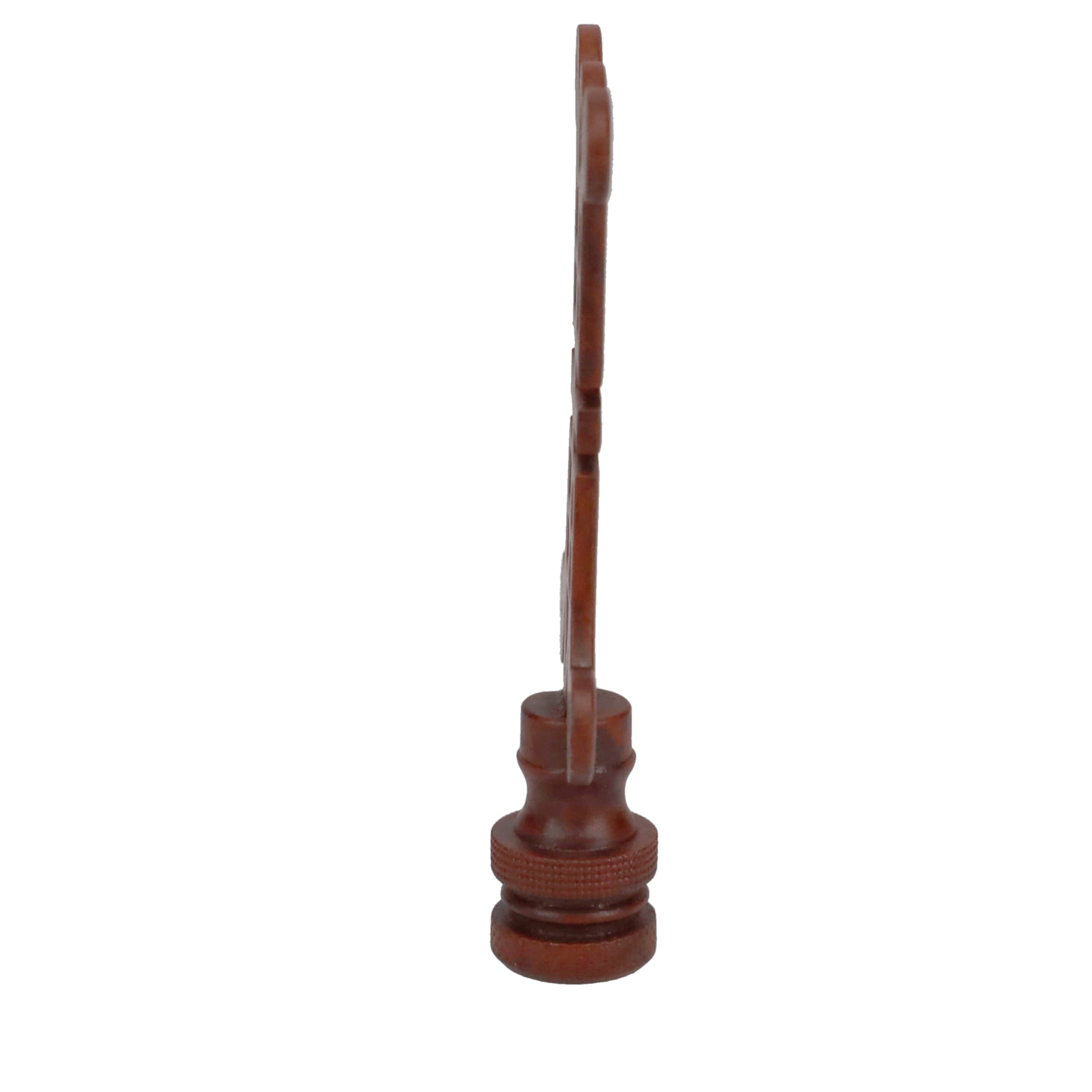3-1/8" Tall Brass Finial, Chinese Symbol, Brown, 1/4-27F Tap (15179BR)