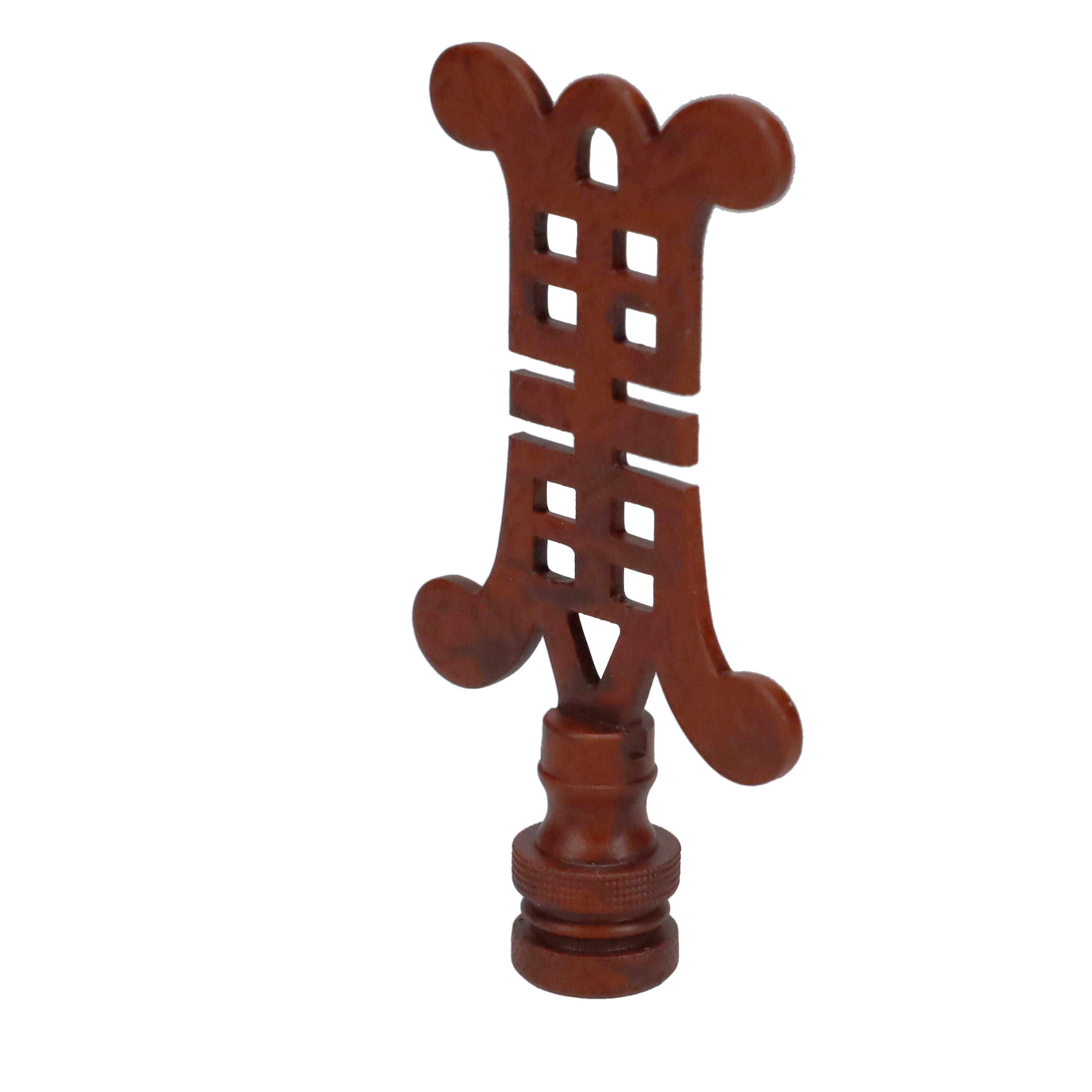 3-1/8" Tall Brass Finial, Chinese Symbol, Brown, 1/4-27F Tap (15179BR)