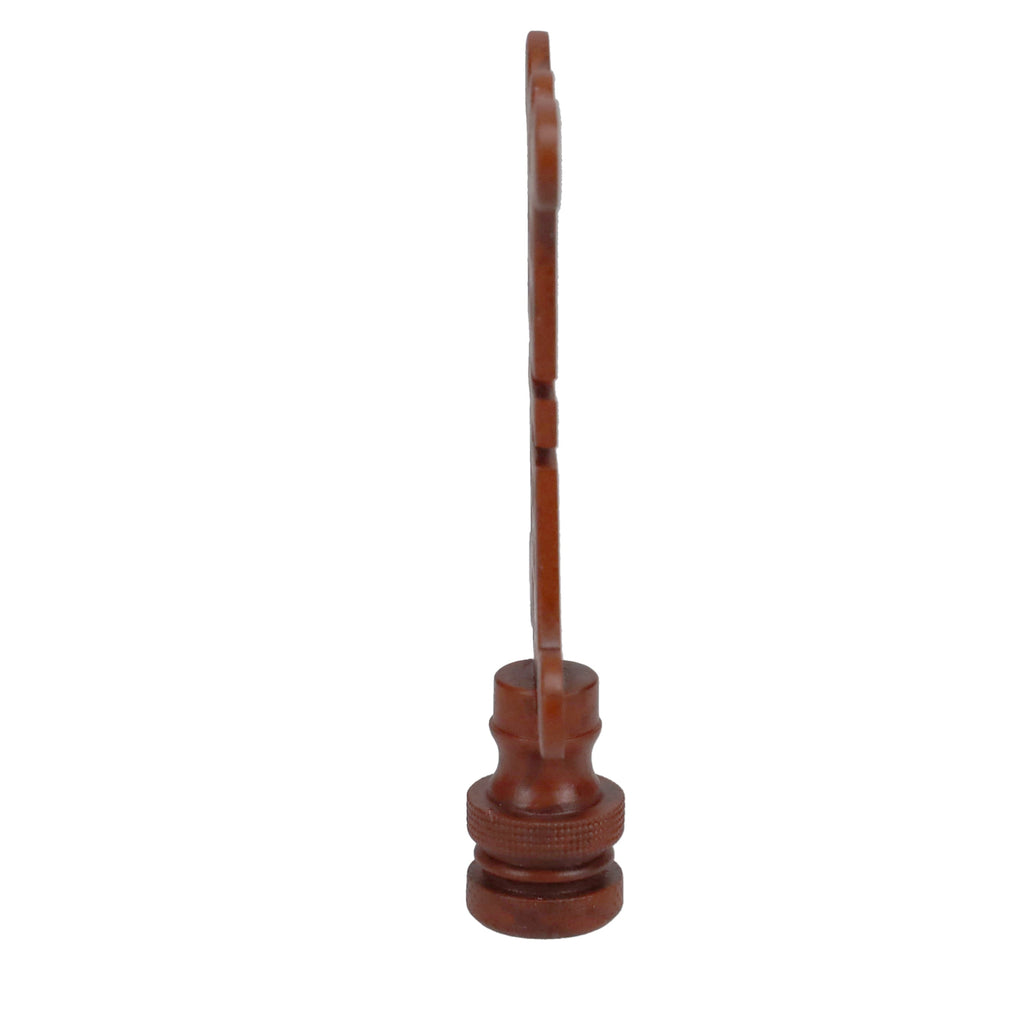 3-1/8" Tall Brass Finial, Chinese Symbol, Brown, 1/4-27F Tap (15179BR)
