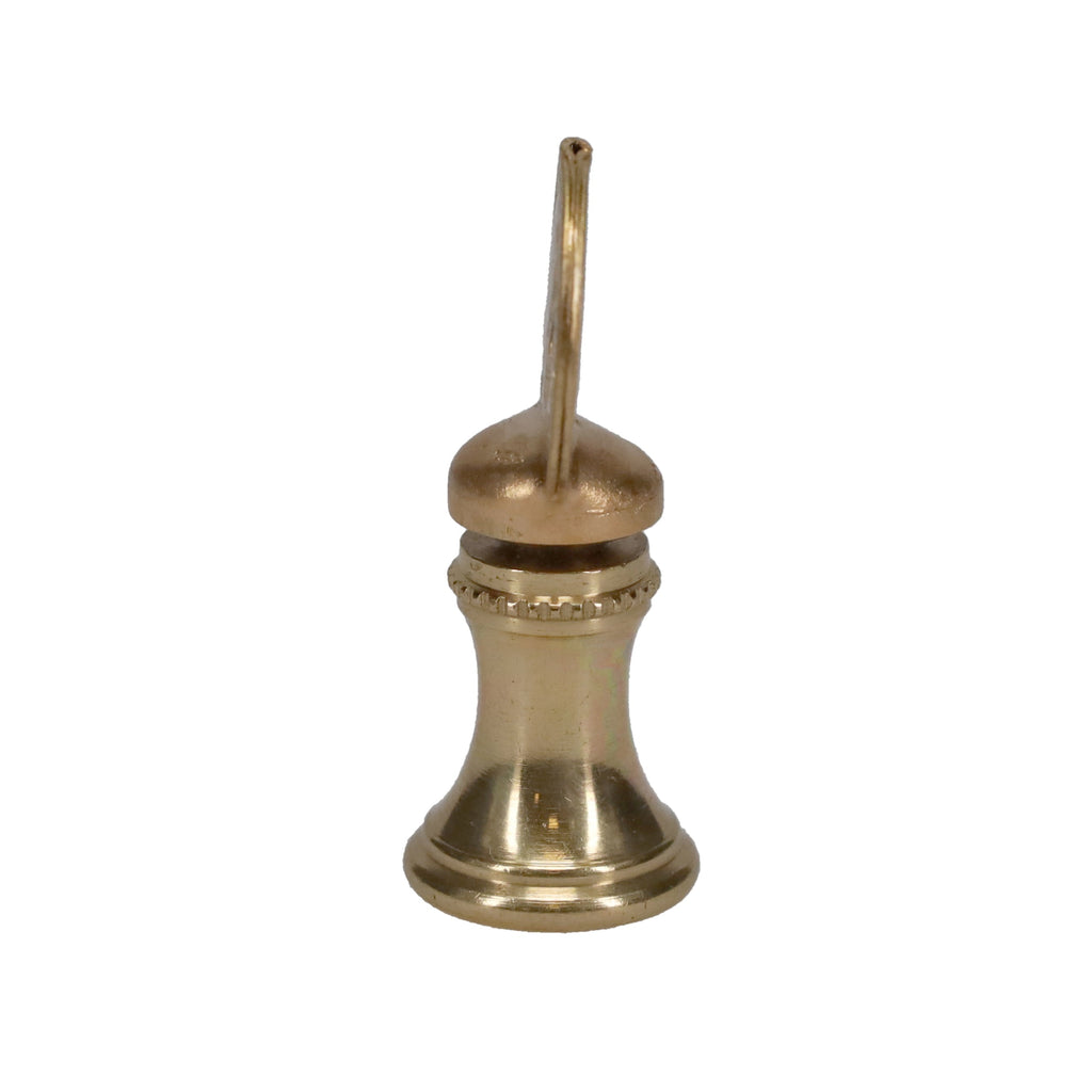 1-9/16" Tall Brass Finial, Imitation Coin, 1/4-27F Tap (15180)