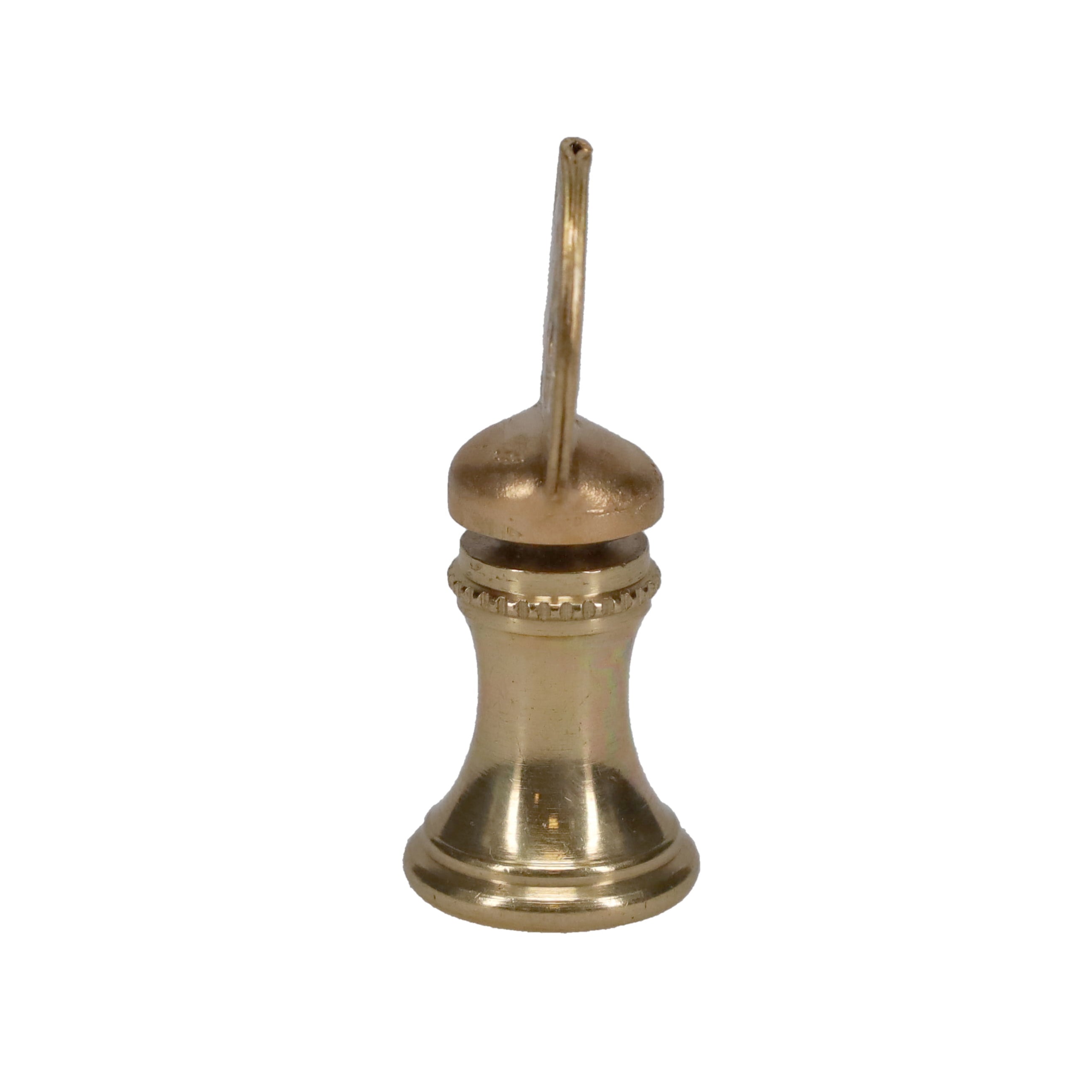 1-9/16" Tall Brass Finial, Imitation Coin, 1/4-27F Tap (15180)