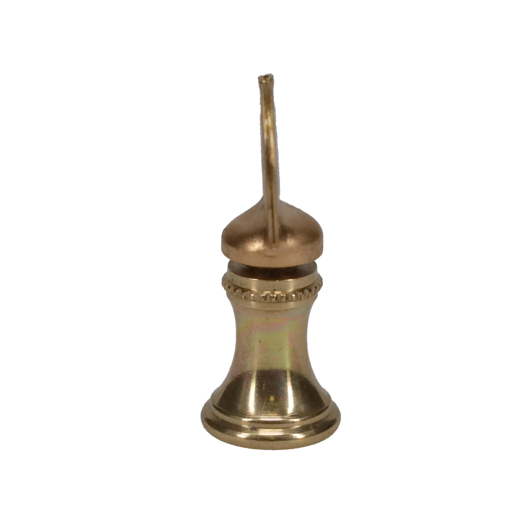1-9/16" Tall Brass Finial, Imitation Coin, 1/4-27F Tap (15180)