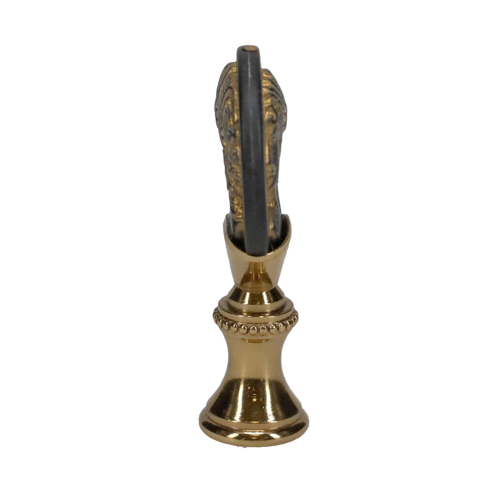 2-1/4" Tall Brass Finial, Imitation Greek/Roman Coin, 1/4-27F Tap (15181)