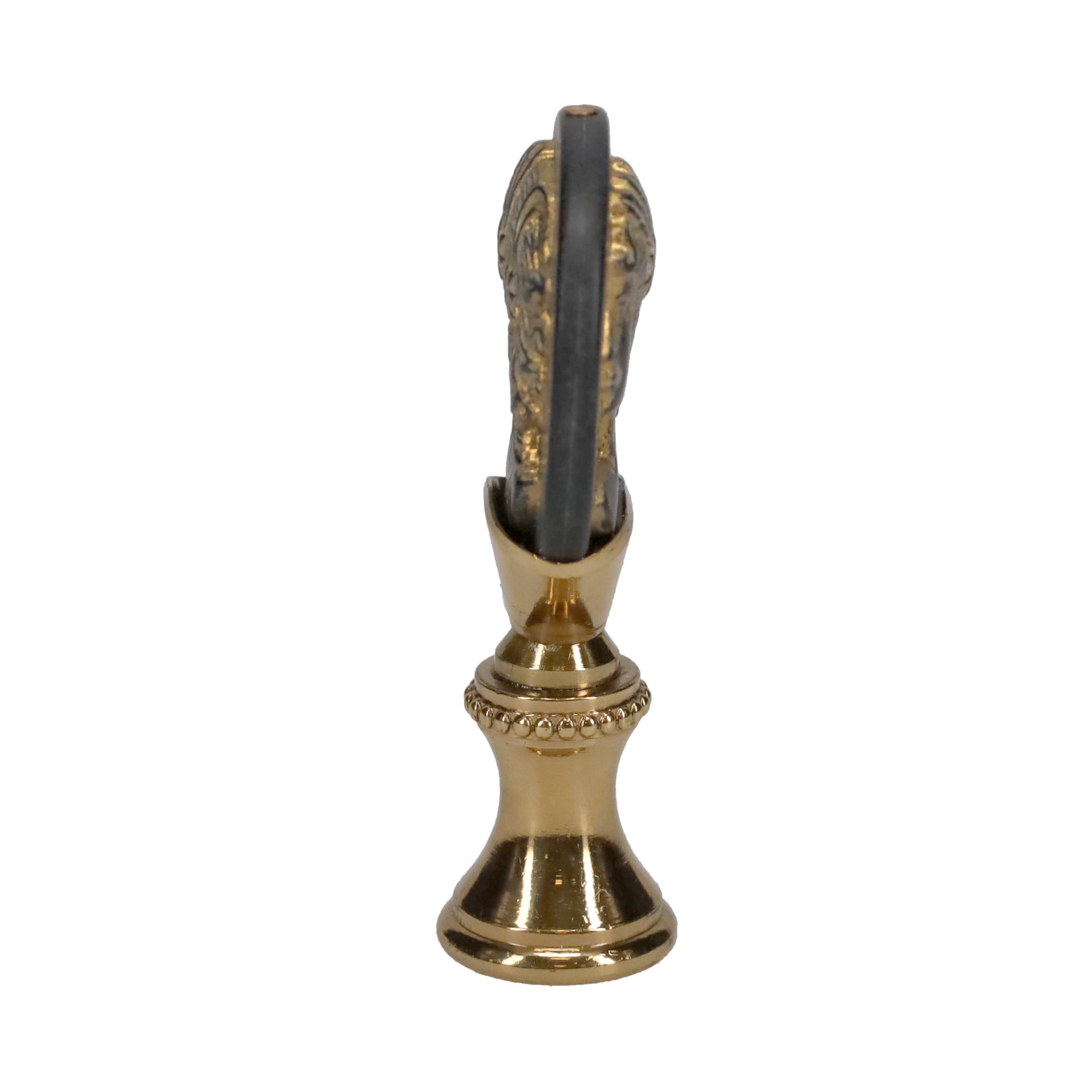 2-1/4" Tall Brass Finial, Imitation Greek/Roman Coin, 1/4-27F Tap (15181)