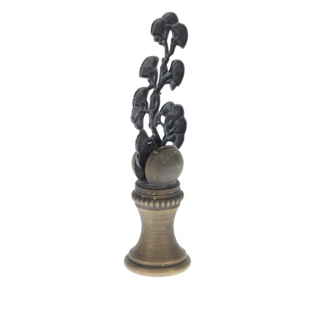 2-3/8" Tall Brass Finial, Ginkgo Foliage, 1/4-27F Tap (15182)