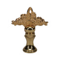 2" Tall Brass Finial, Flower Basket, 1/4-27F Tap (15183)