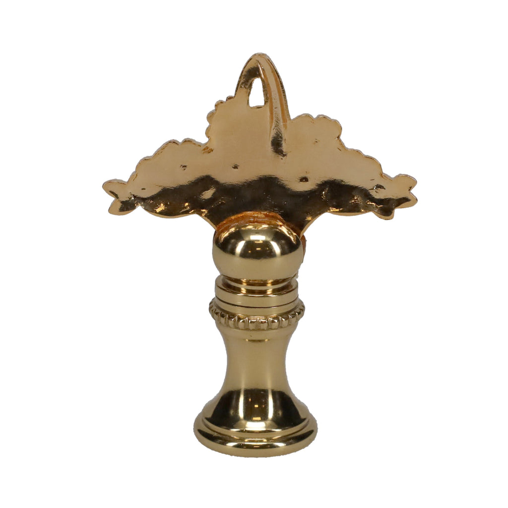 2" Tall Brass Finial, Flower Basket, 1/4-27F Tap (15183)