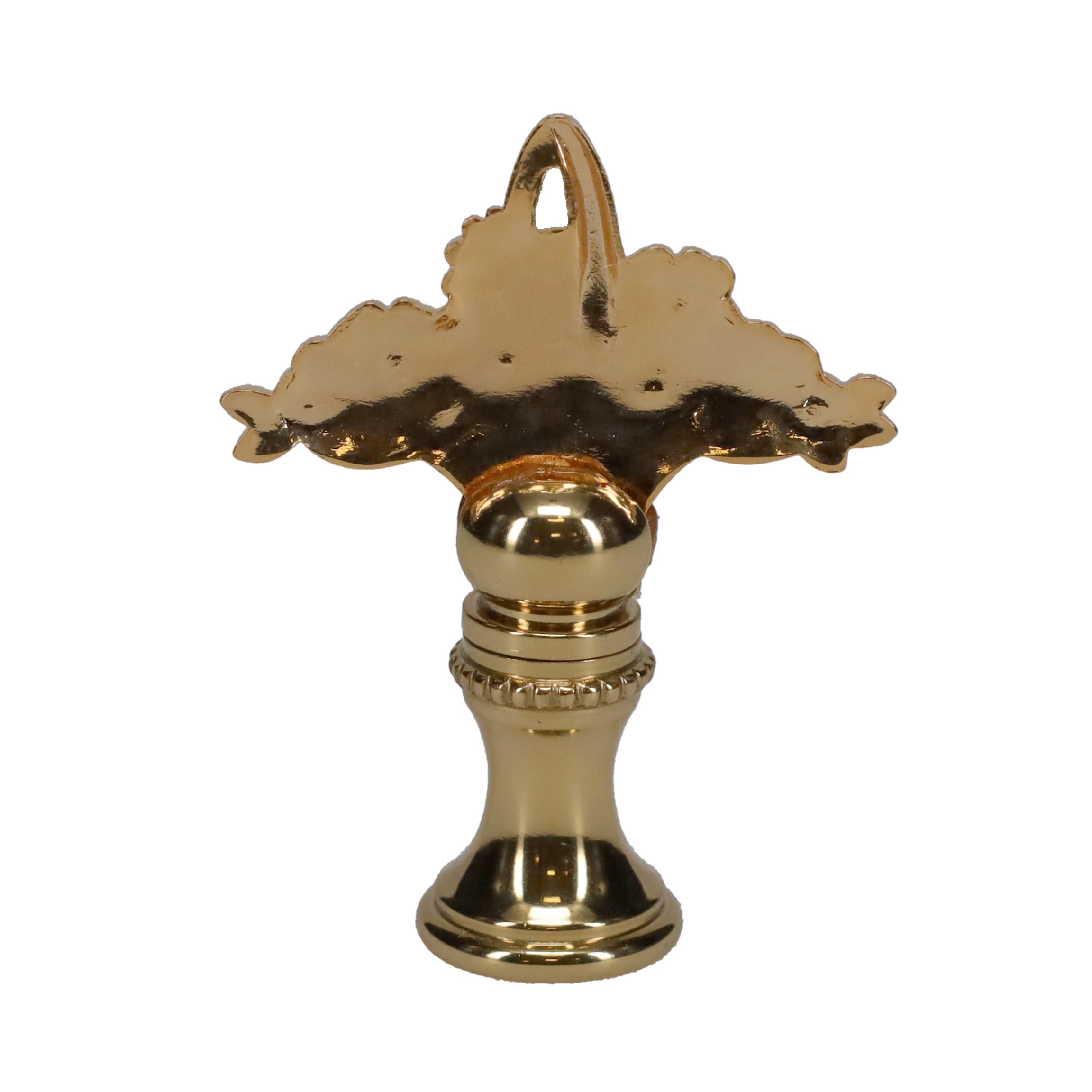 2" Tall Brass Finial, Flower Basket, 1/4-27F Tap (15183)
