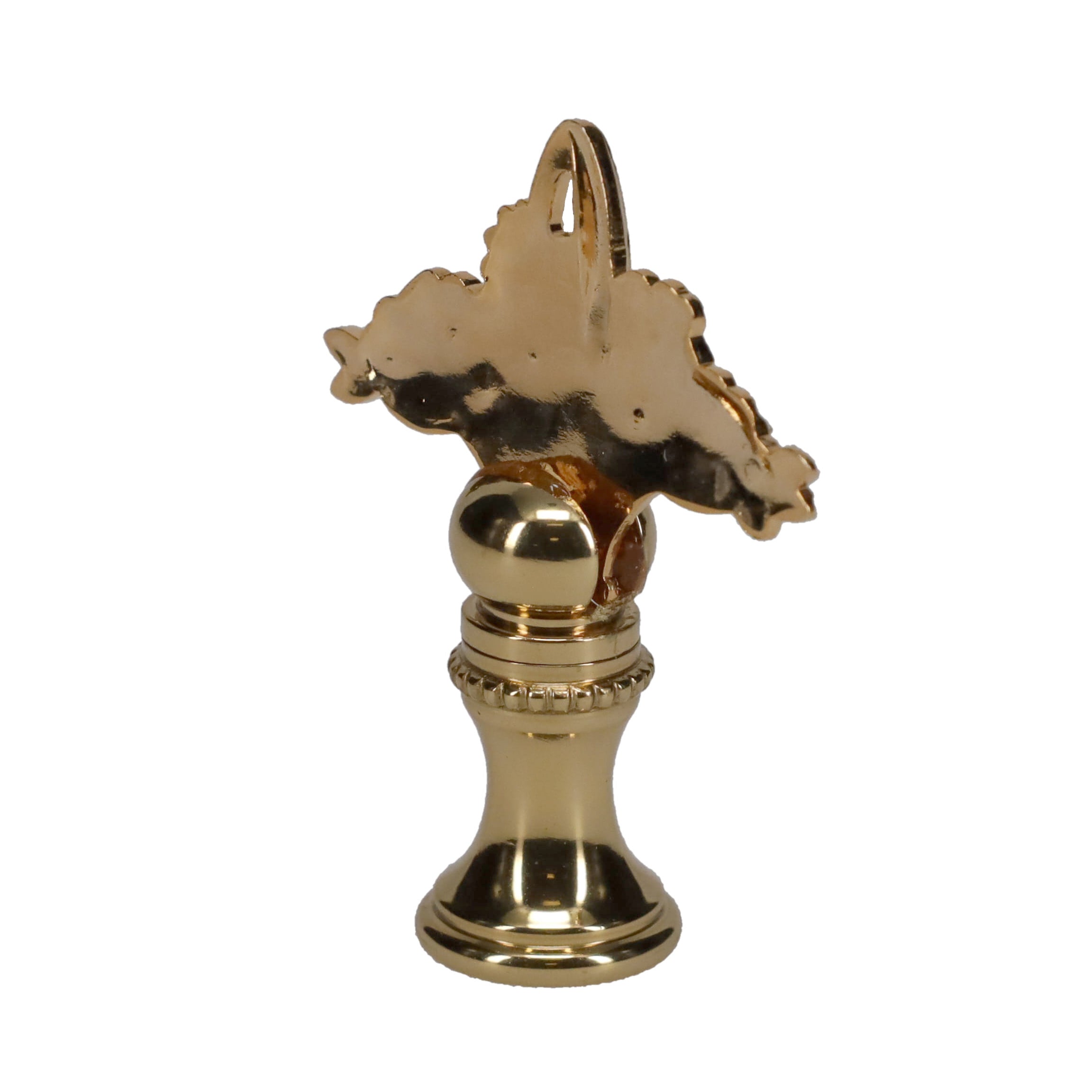 2" Tall Brass Finial, Flower Basket, 1/4-27F Tap (15183)