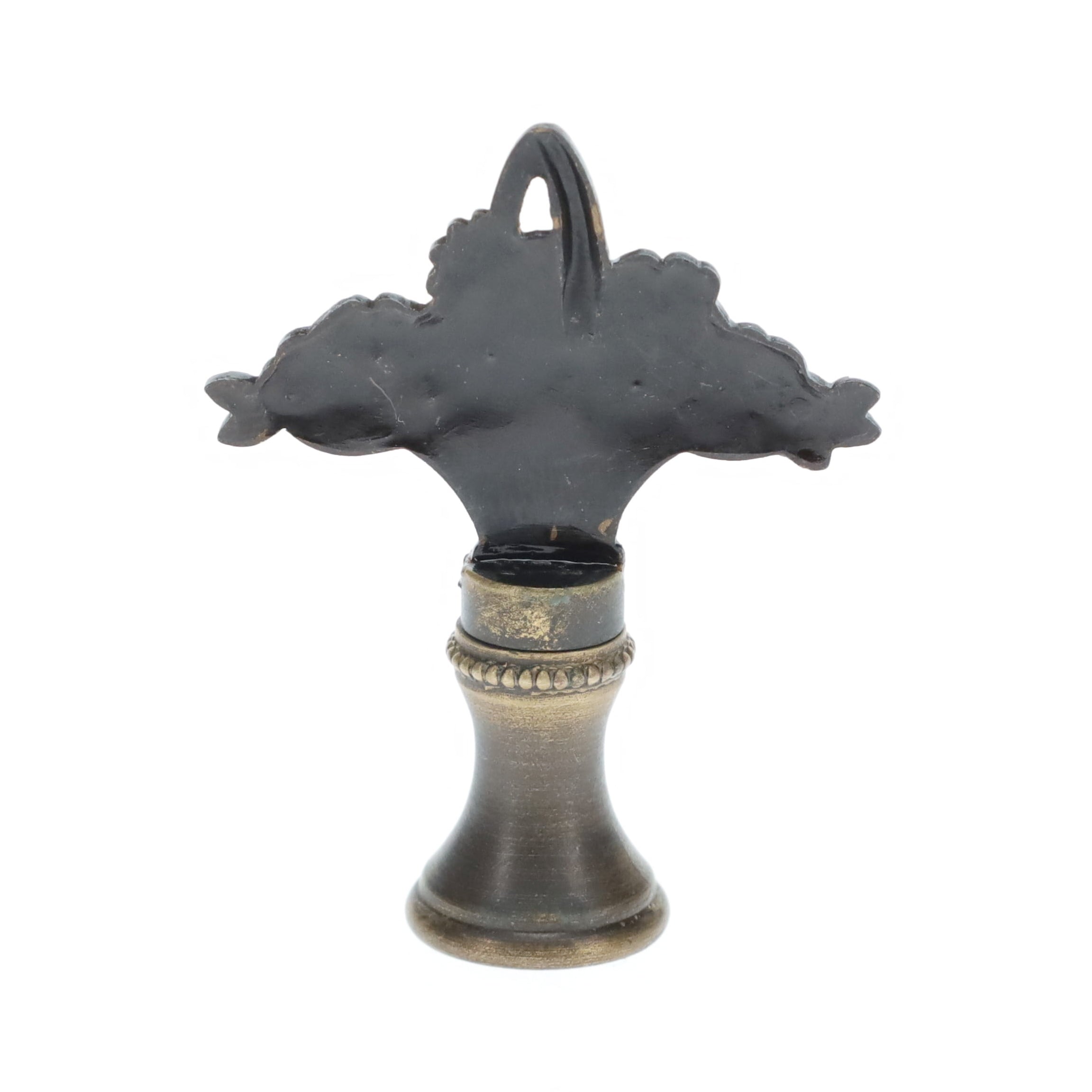 2" Tall Brass Finial, Flower Basket, Bronze Finish, 1/4-27F Tap (15183BR)