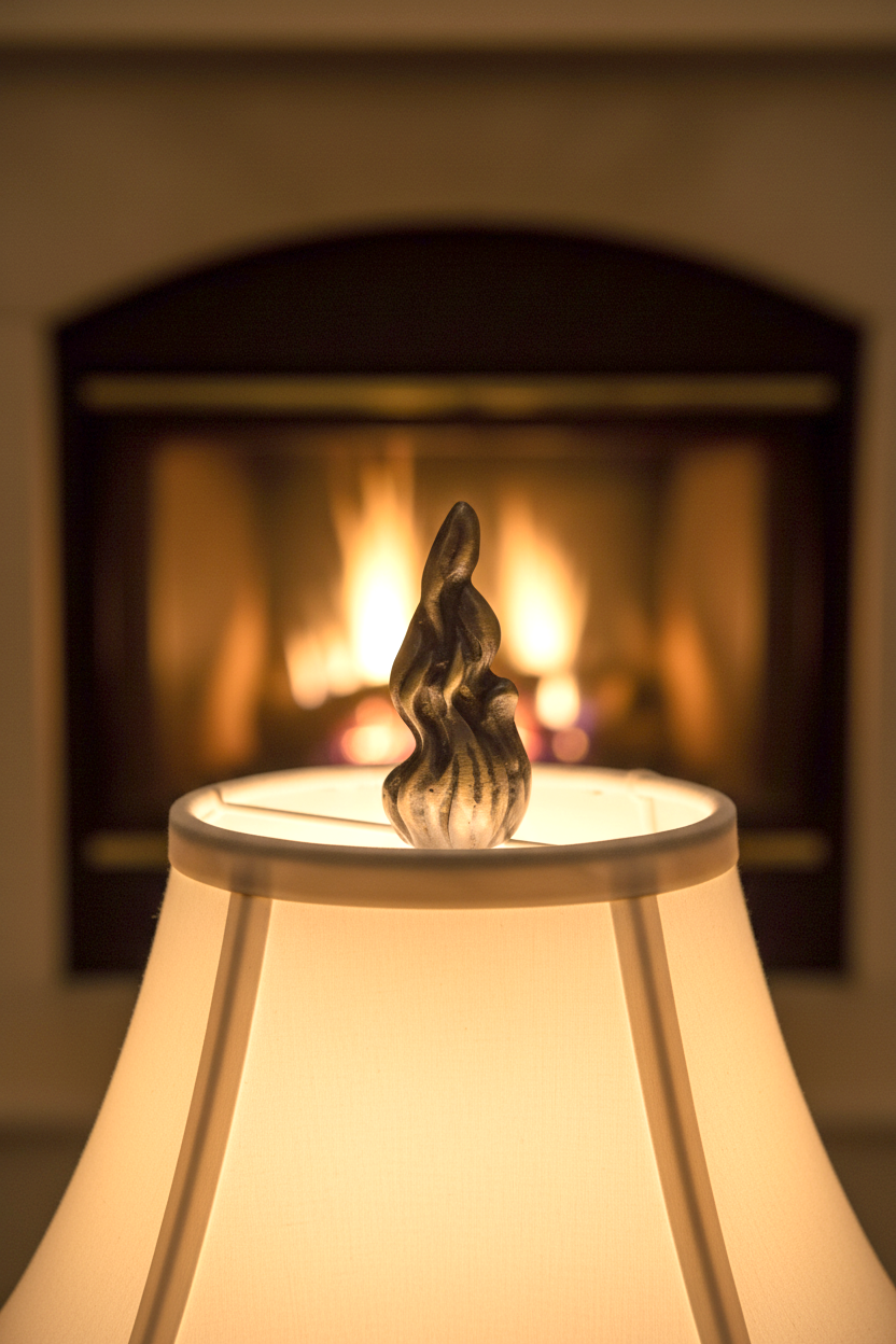 2-1/8" Tall Brass Finial, Bronze Flame, 1/4-27F Tap (15184)