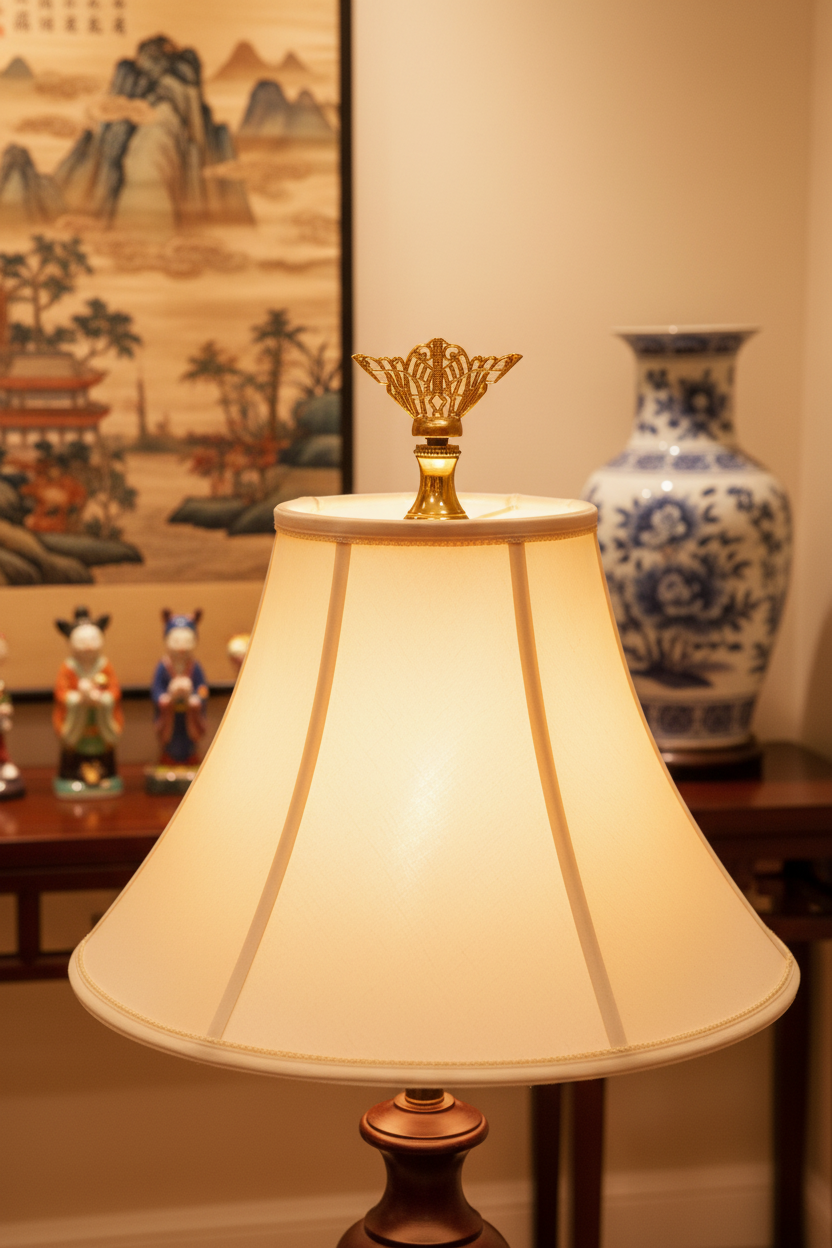 1-3/4" Tall Brass Finial, Openwork Fan Design, 1/4-27F Tap (15185)