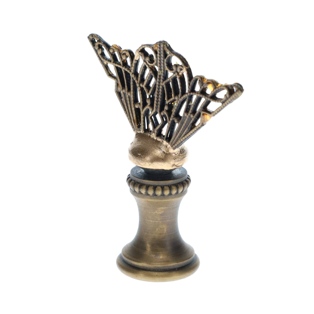 1-3/4" Tall Brass Finial, Openwork Fan Design, Bronze Finish, 1/4-27F Tap (15185BR)