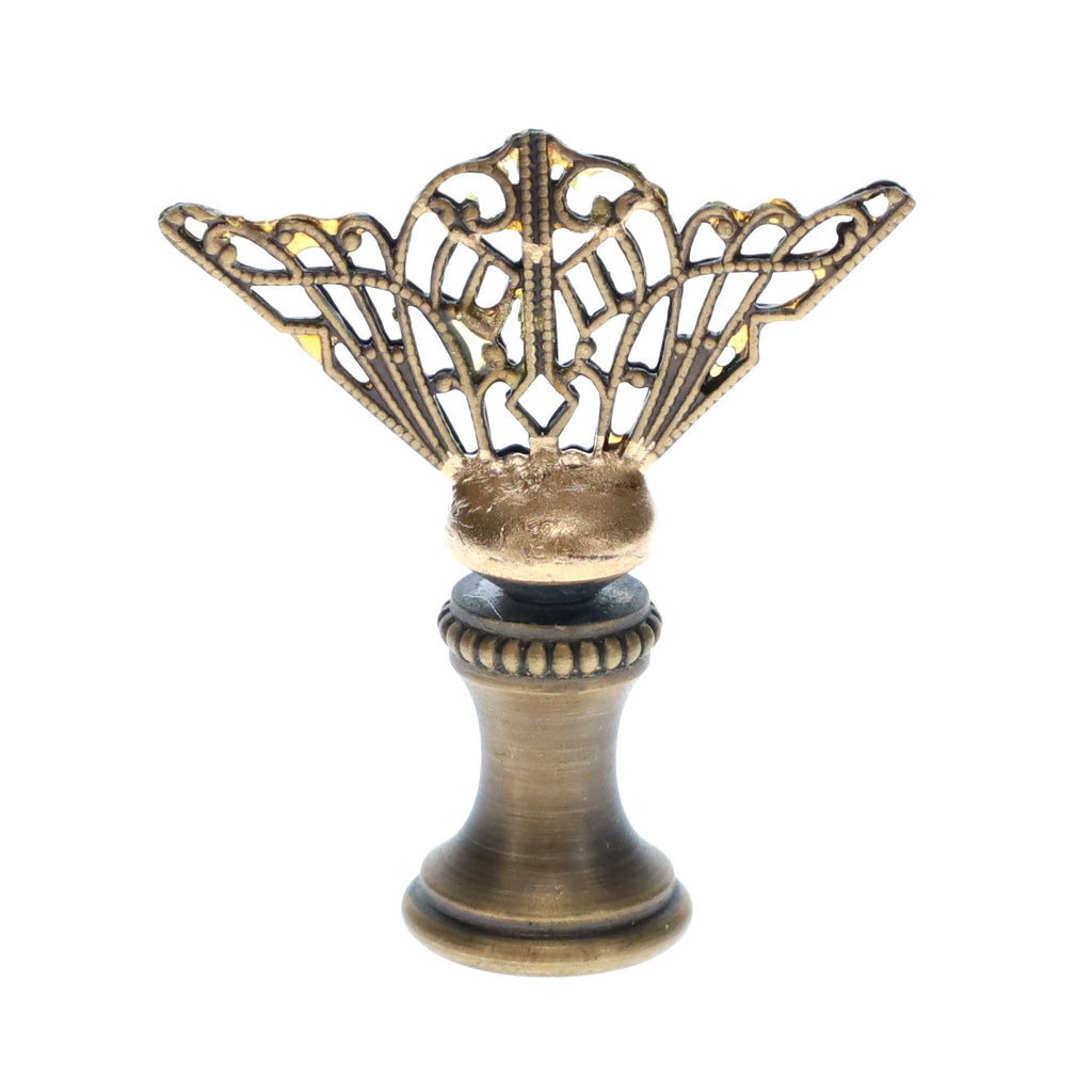 1-3/4" Tall Brass Finial, Openwork Fan Design, Bronze Finish, 1/4-27F Tap (15185BR)