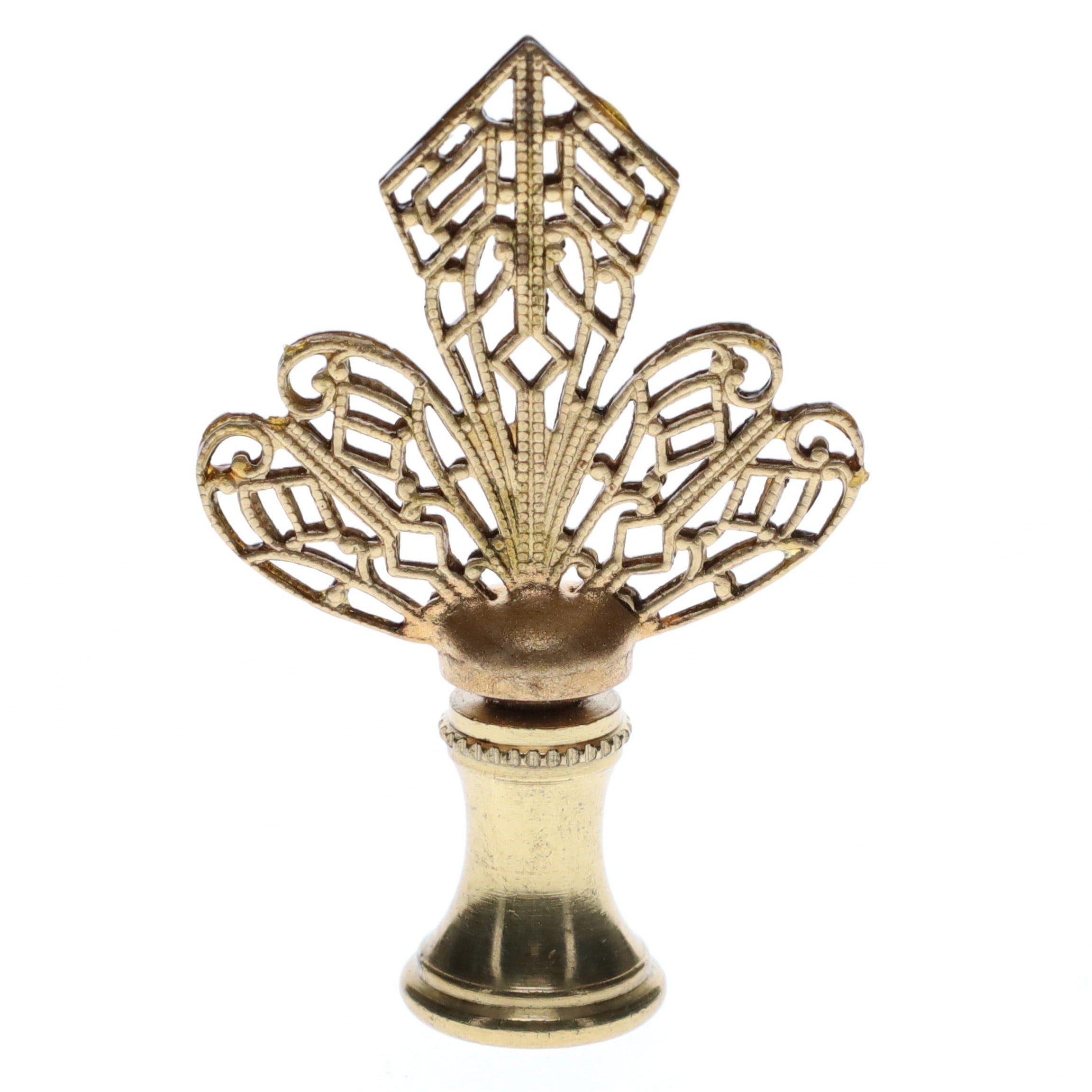 2-1/4" Tall Brass Finial, Openwork Fan Design, 1/4-27F Tap (15186)