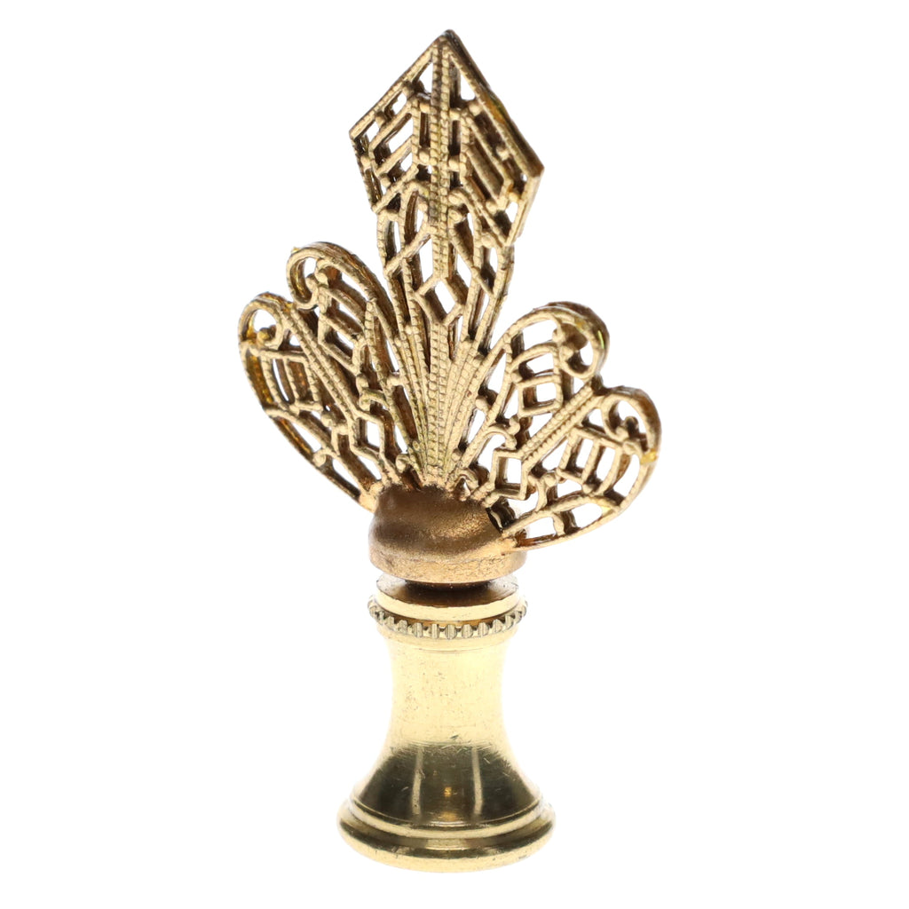 2-1/4" Tall Brass Finial, Openwork Fan Design, 1/4-27F Tap (15186)
