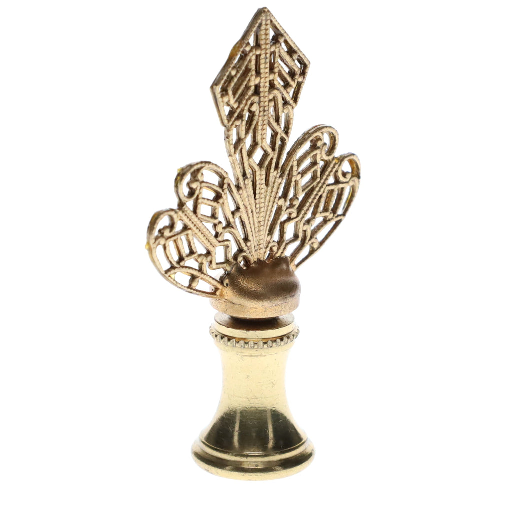 2-1/4" Tall Brass Finial, Openwork Fan Design, 1/4-27F Tap (15186)