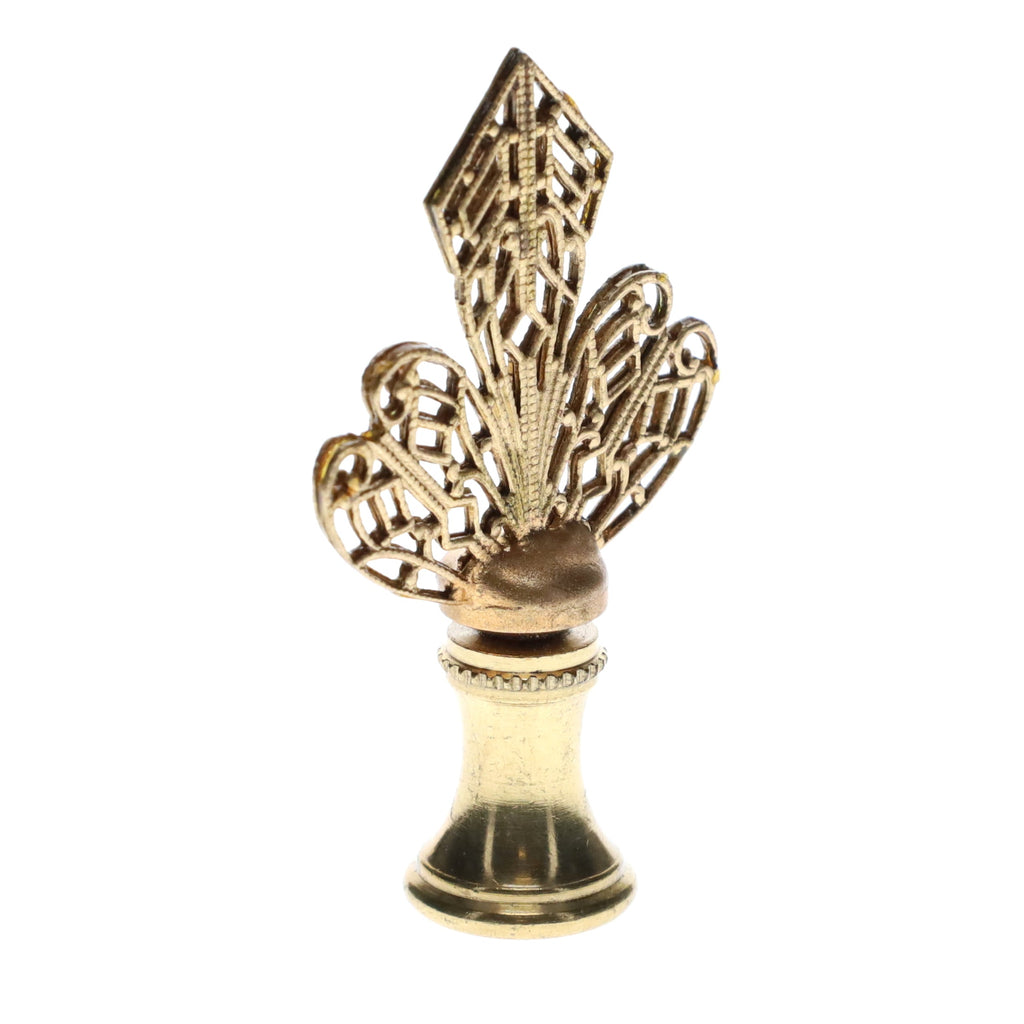 2-1/4" Tall Brass Finial, Openwork Fan Design, 1/4-27F Tap (15186)