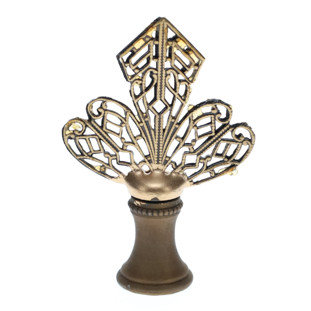 2-1/4" Tall Brass Finial, Openwork Fan Design, Bronze Finish, 1/4-27F Tap (15186BR)