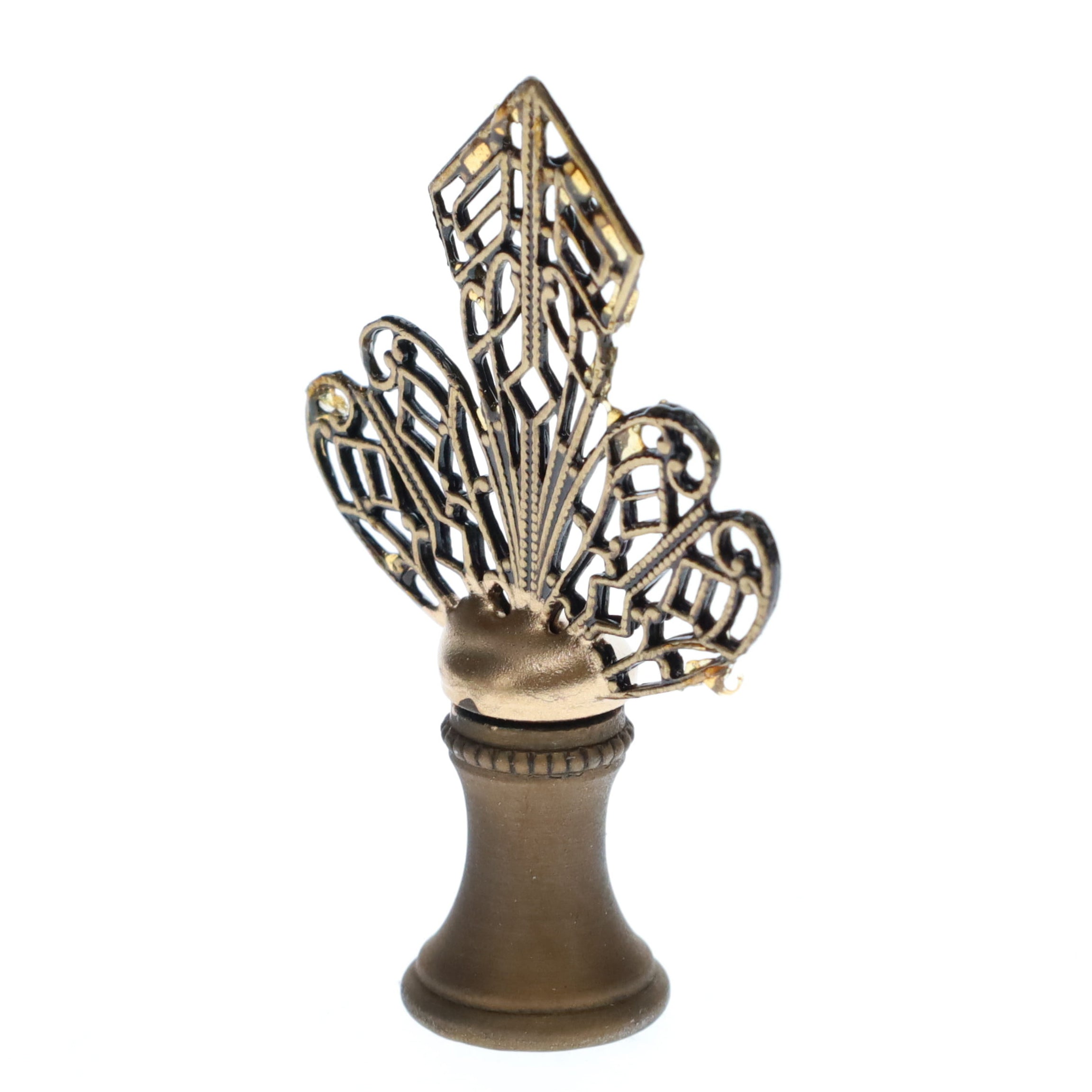 2-1/4" Tall Brass Finial, Openwork Fan Design, Bronze Finish, 1/4-27F Tap (15186BR)