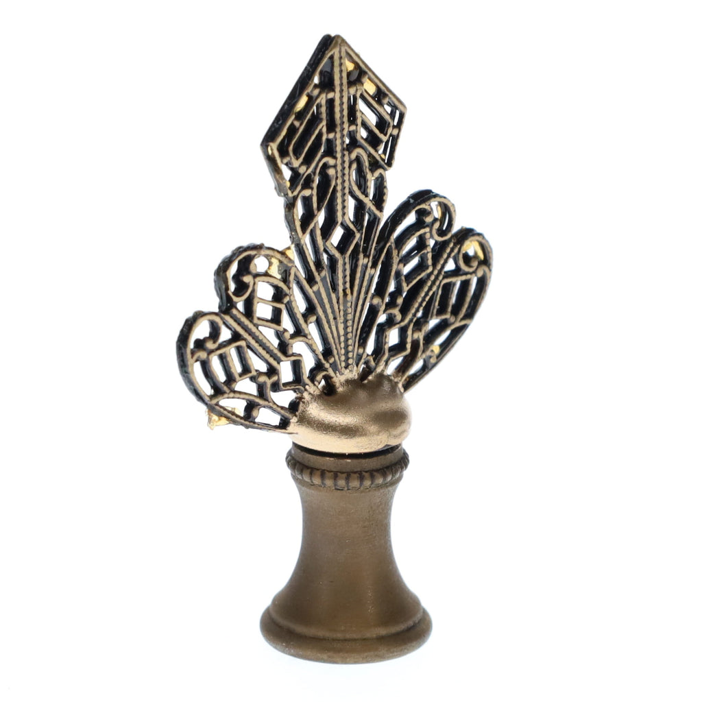 2-1/4" Tall Brass Finial, Openwork Fan Design, Bronze Finish, 1/4-27F Tap (15186BR)
