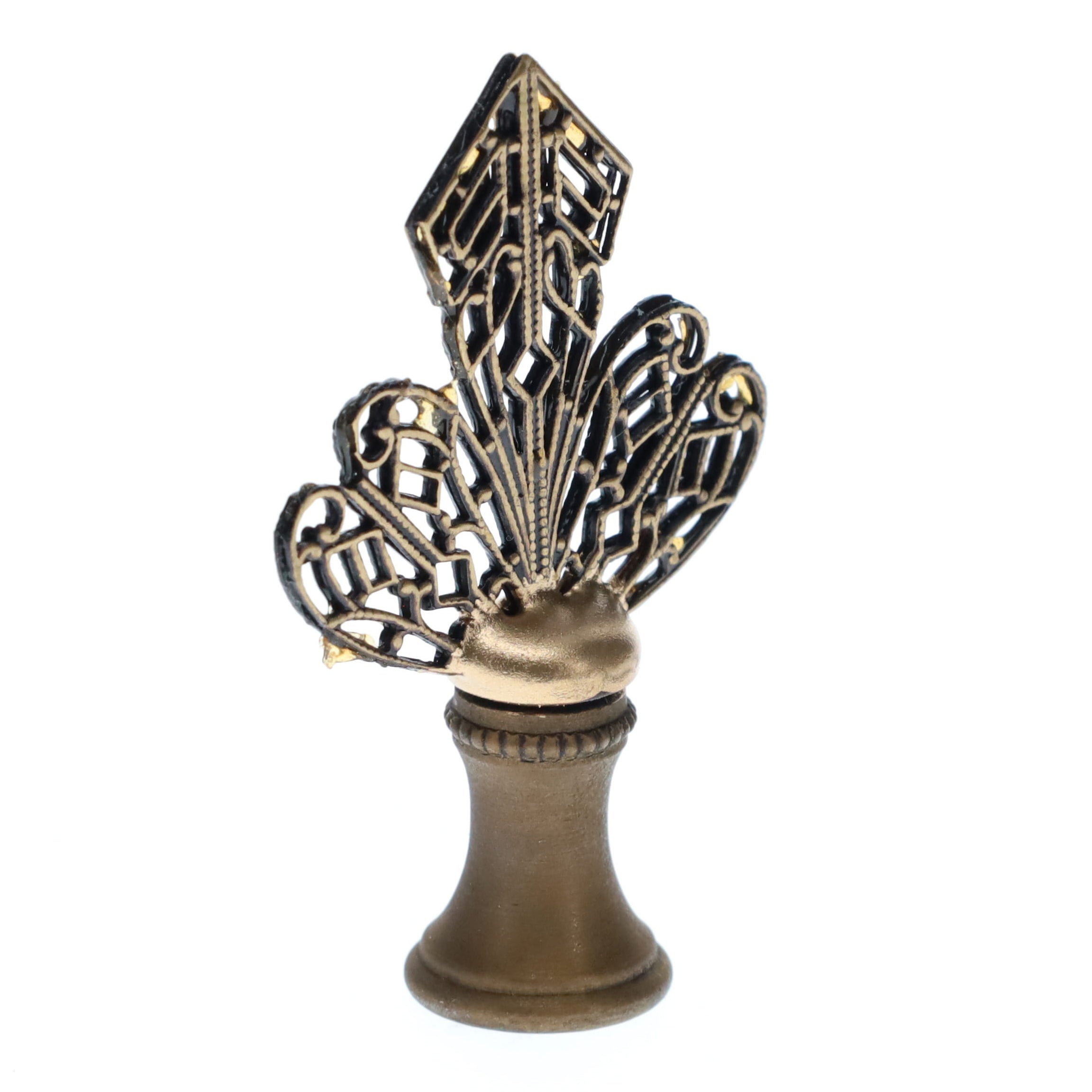 2-1/4" Tall Brass Finial, Openwork Fan Design, Bronze Finish, 1/4-27F Tap (15186BR)