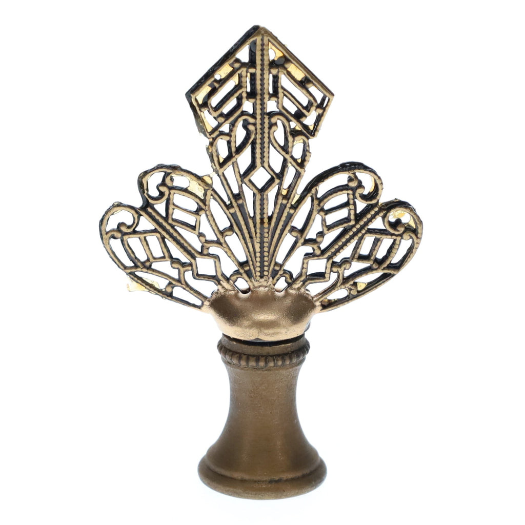 2-1/4" Tall Brass Finial, Openwork Fan Design, Bronze Finish, 1/4-27F Tap (15186BR)
