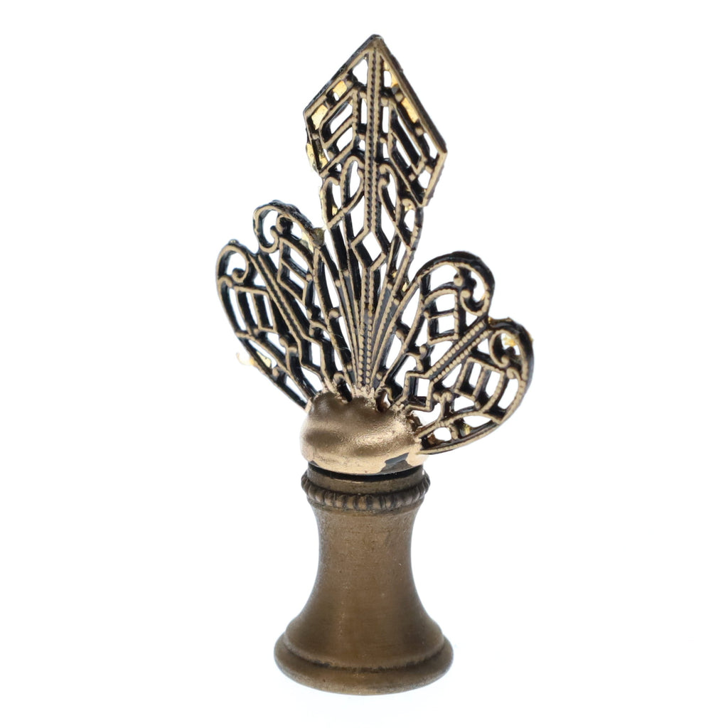 2-1/4" Tall Brass Finial, Openwork Fan Design, Bronze Finish, 1/4-27F Tap (15186BR)