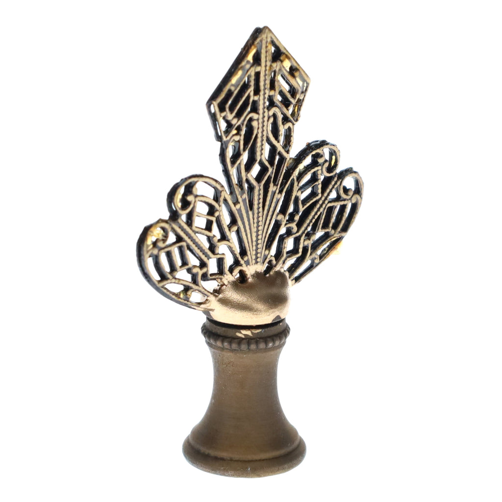 2-1/4" Tall Brass Finial, Openwork Fan Design, Bronze Finish, 1/4-27F Tap (15186BR)