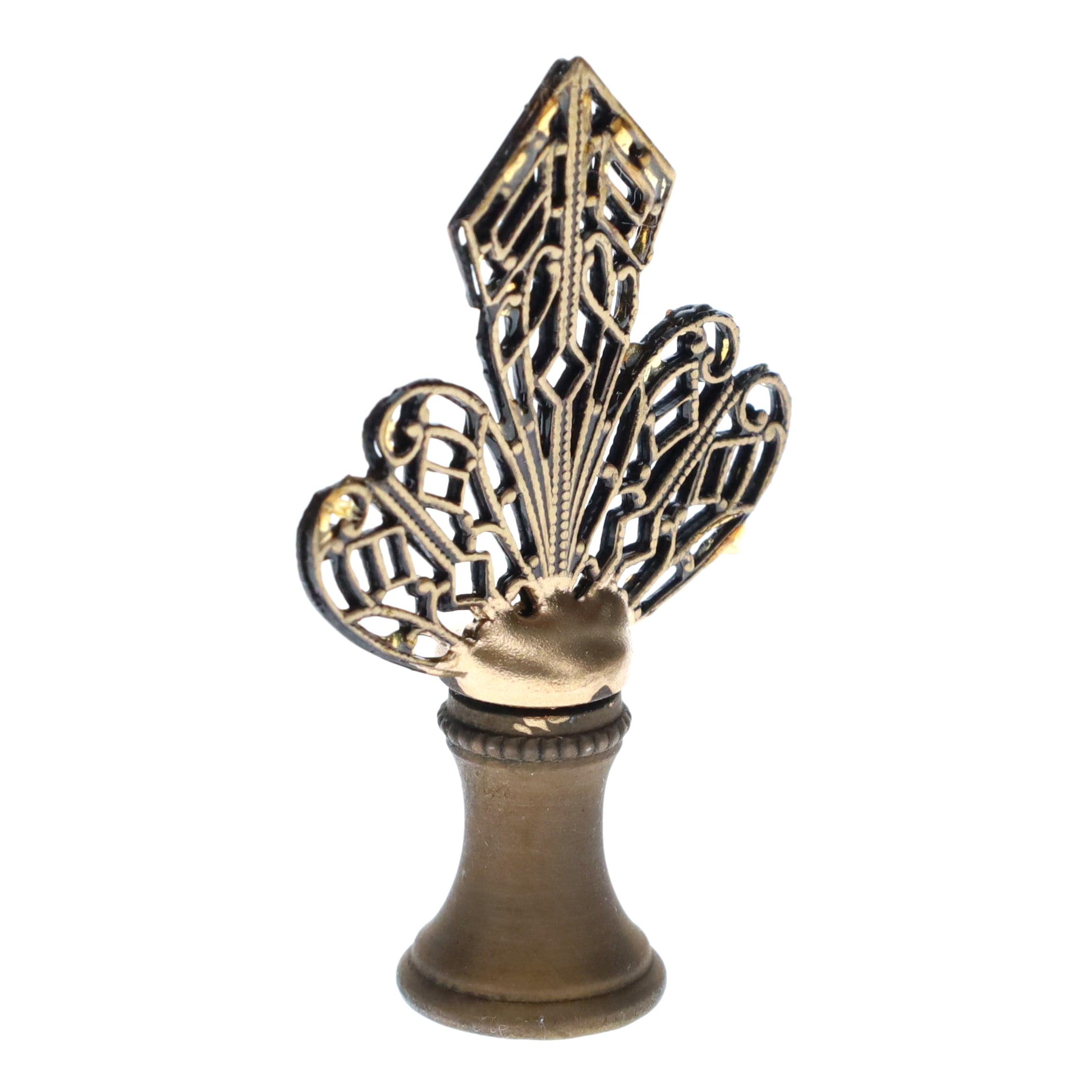 2-1/4" Tall Brass Finial, Openwork Fan Design, Bronze Finish, 1/4-27F Tap (15186BR)