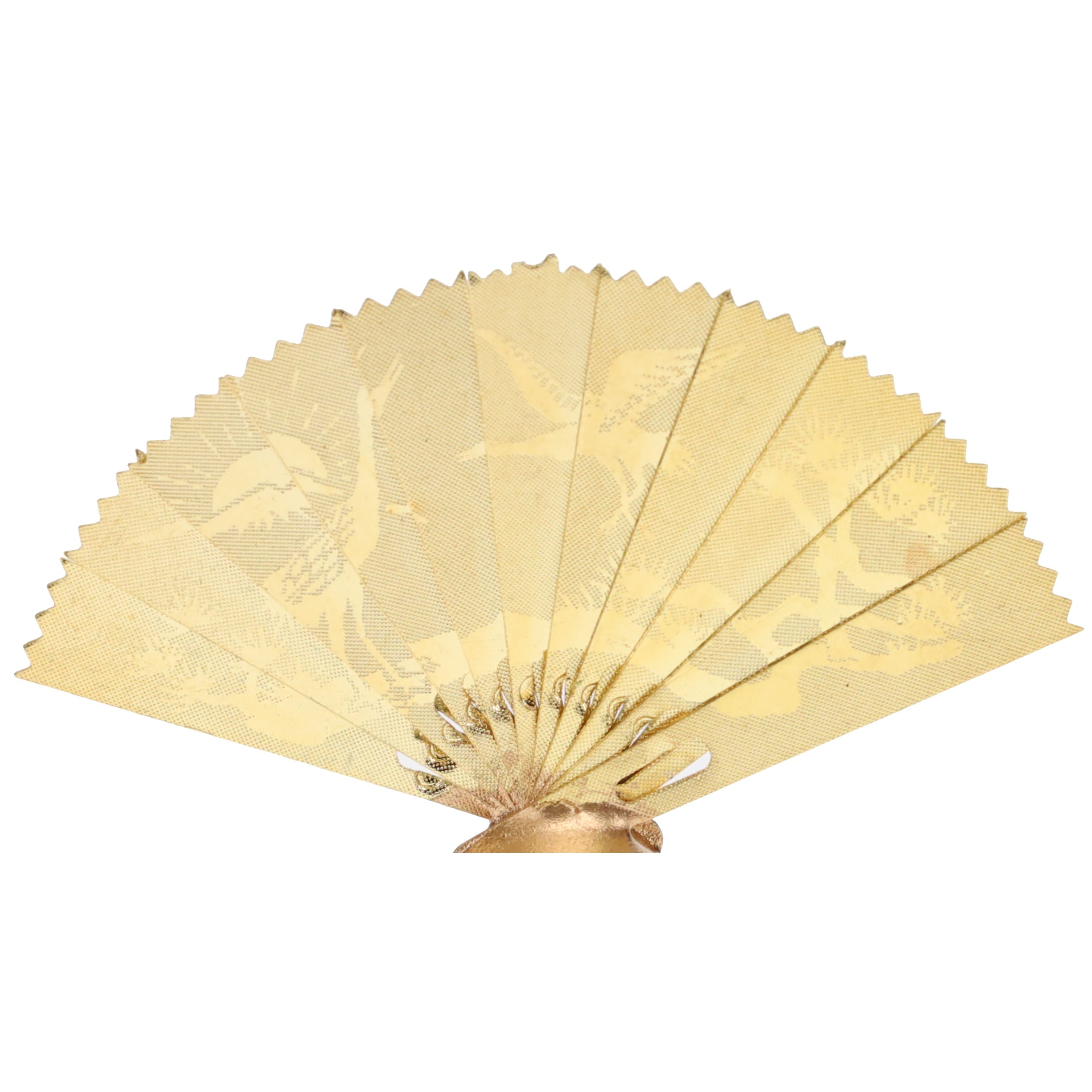 2-1/8" Tall Brass Finial, Oriental Fan with Cranes & Trees, 1/4-27F Tap (15187)