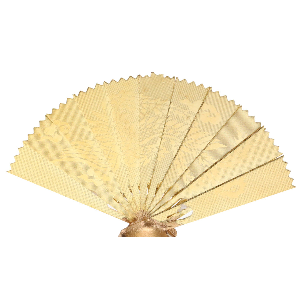 2-1/8" Tall Brass Finial, Oriental Fan with Cranes & Trees, 1/4-27F Tap (15187)