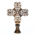 2-1/2" Tall Brass Finial, Heart Cross, Bronze Finish, 1/4-27F Tap (15188BR)