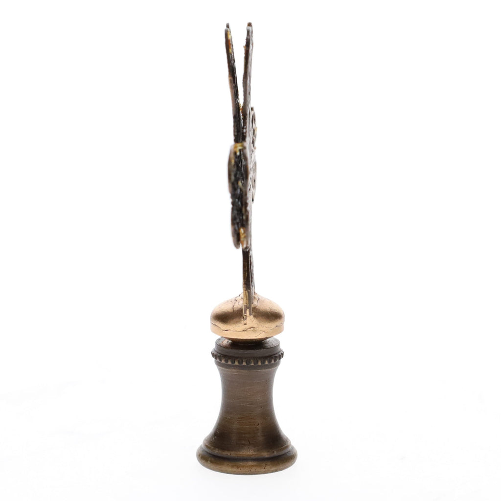 2-1/2" Tall Brass Finial, Heart Cross, Bronze Finish, 1/4-27F Tap (15188BR)