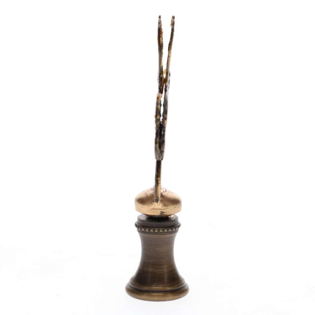 2-1/2" Tall Brass Finial, Heart Cross, Bronze Finish, 1/4-27F Tap (15188BR)